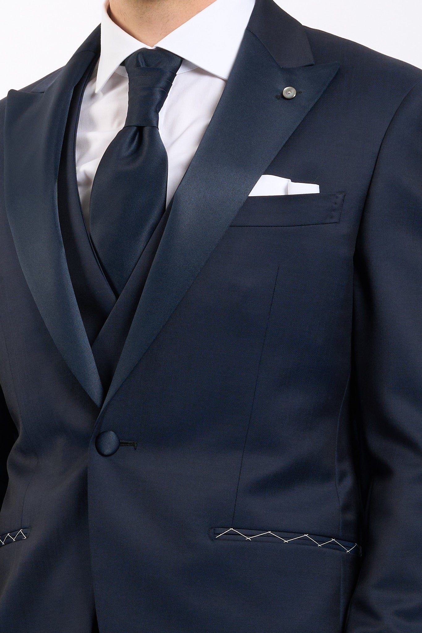 Lubiam Abito+gilet+plastrom Blu Uomo-5
