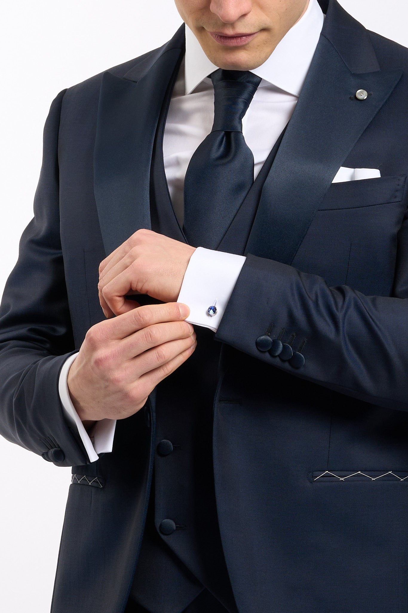 Lubiam Abito+gilet+plastrom Blu Uomo-8