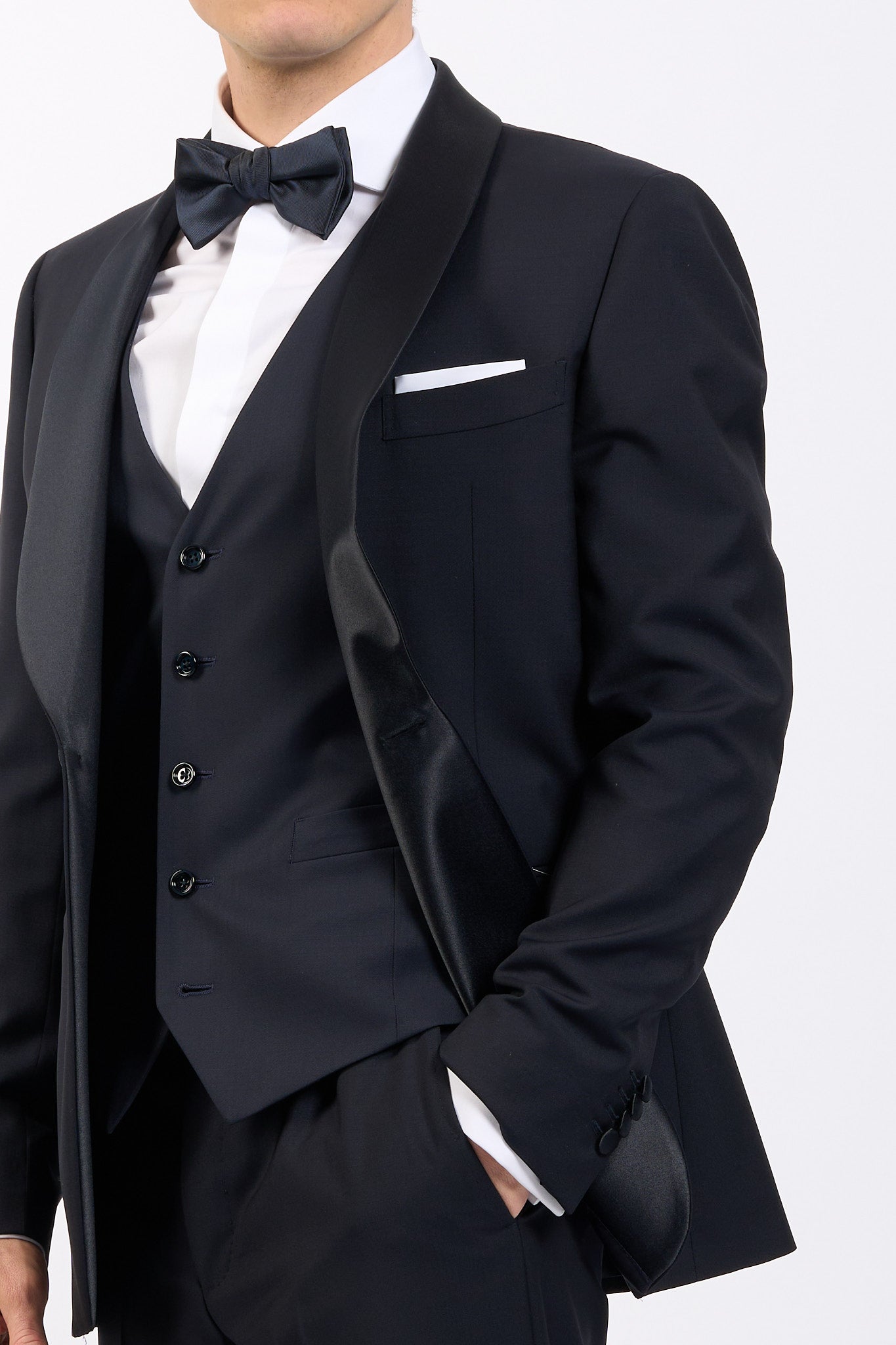 Lubiam Abito Smoking Collo Scialle Blu Uomo-4