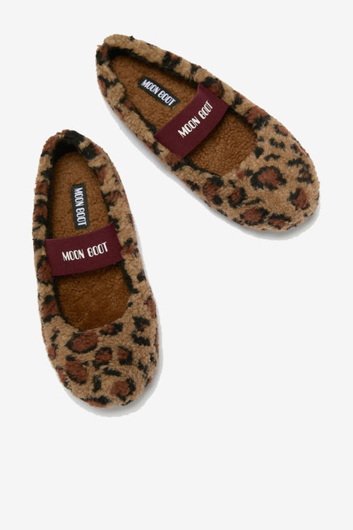 Moon Boot Ballerina Fleece Leopard da donna con cinturino-2