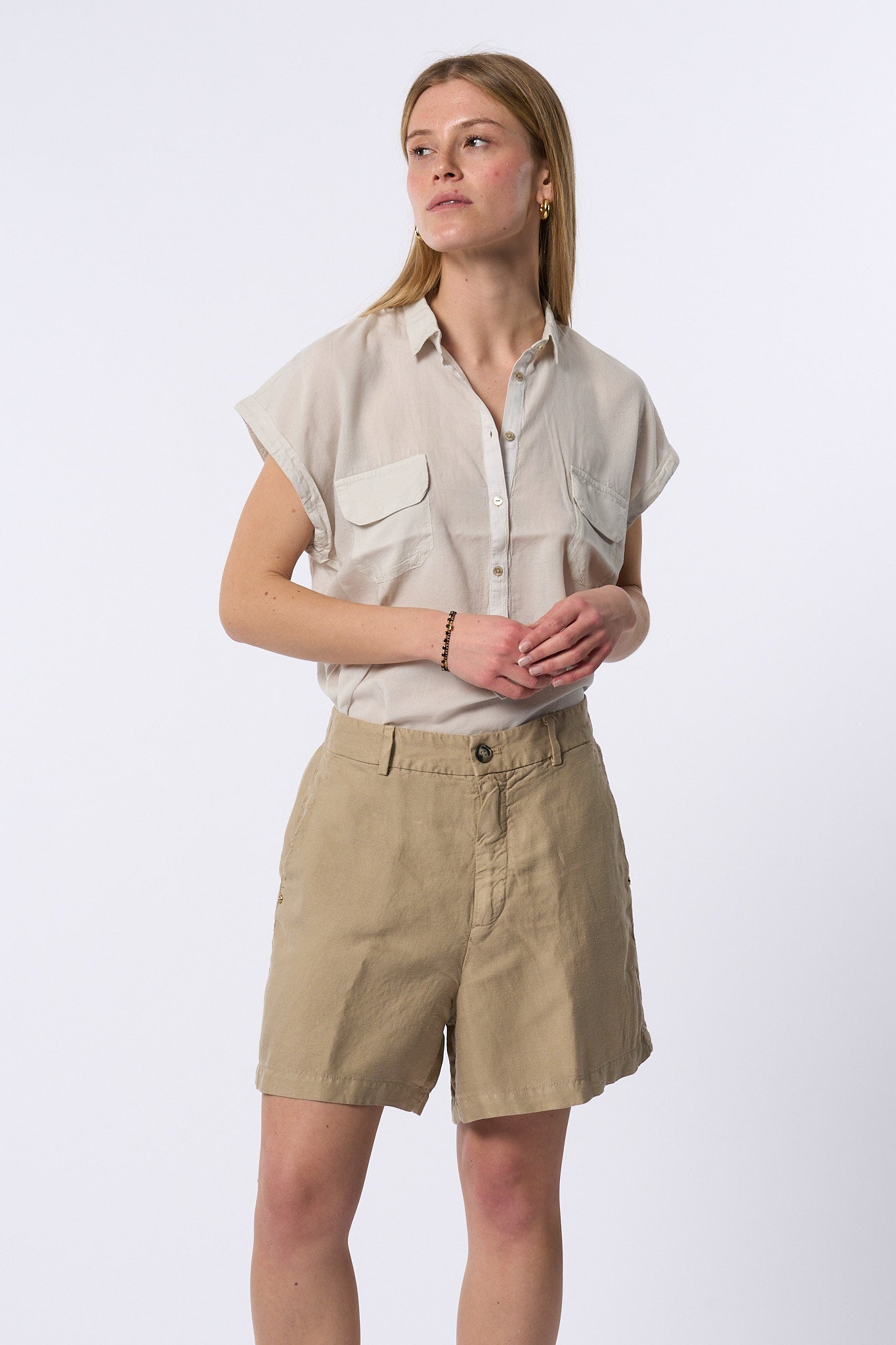 Mason's Camicia Casta Manica Corta Sabbia Donna-1