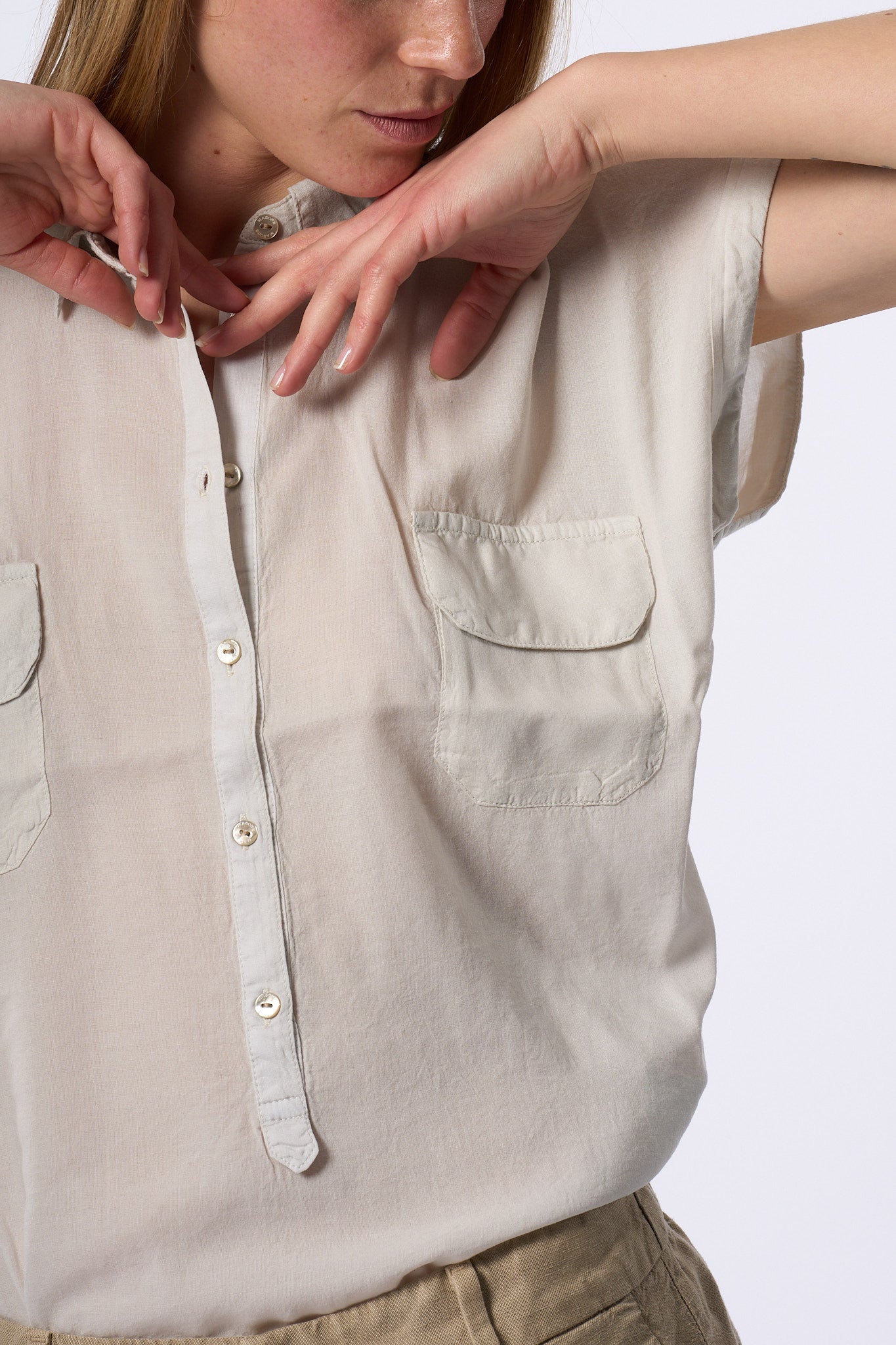 Mason's Camicia Casta Manica Corta Sabbia Donna-5