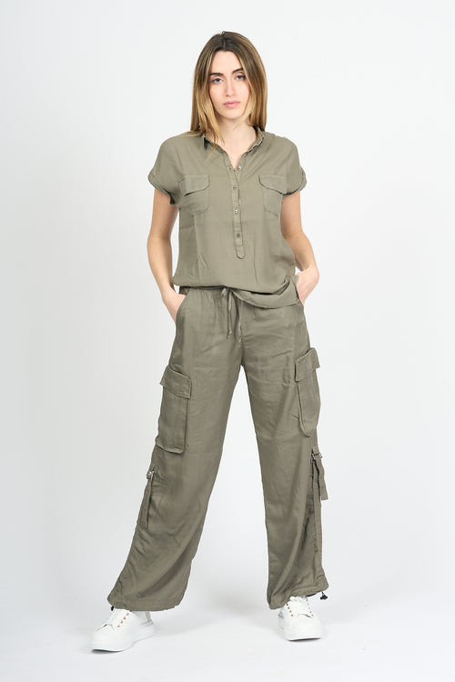 Mason's Camicia Casta Tencel Verde Militare Donna