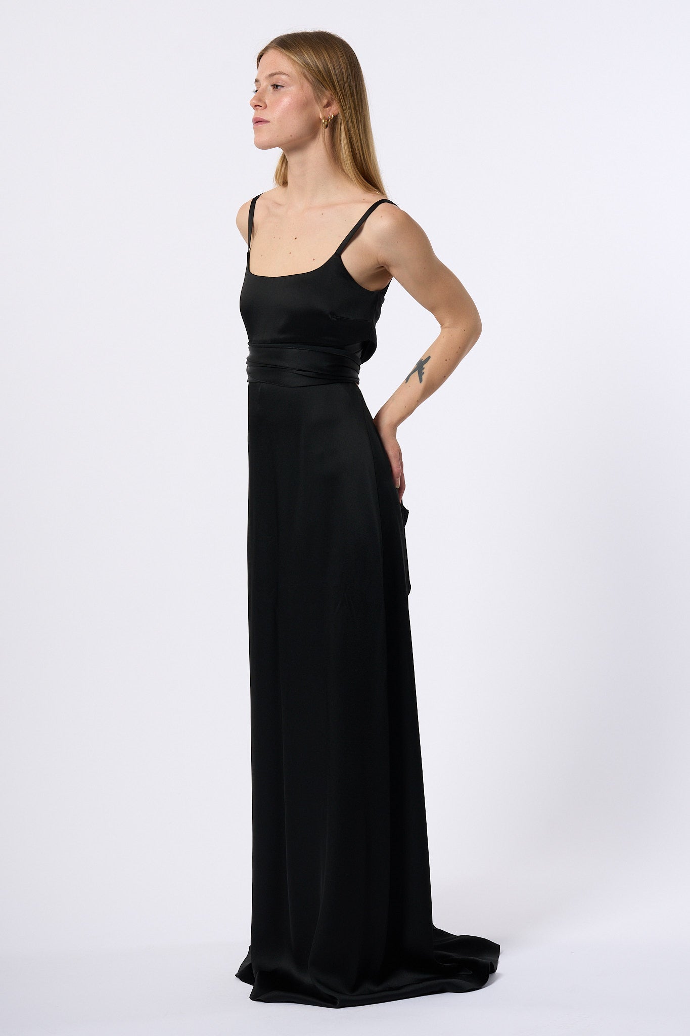 Max mara elegance Abito Lungo Spalline Nero Donna-5