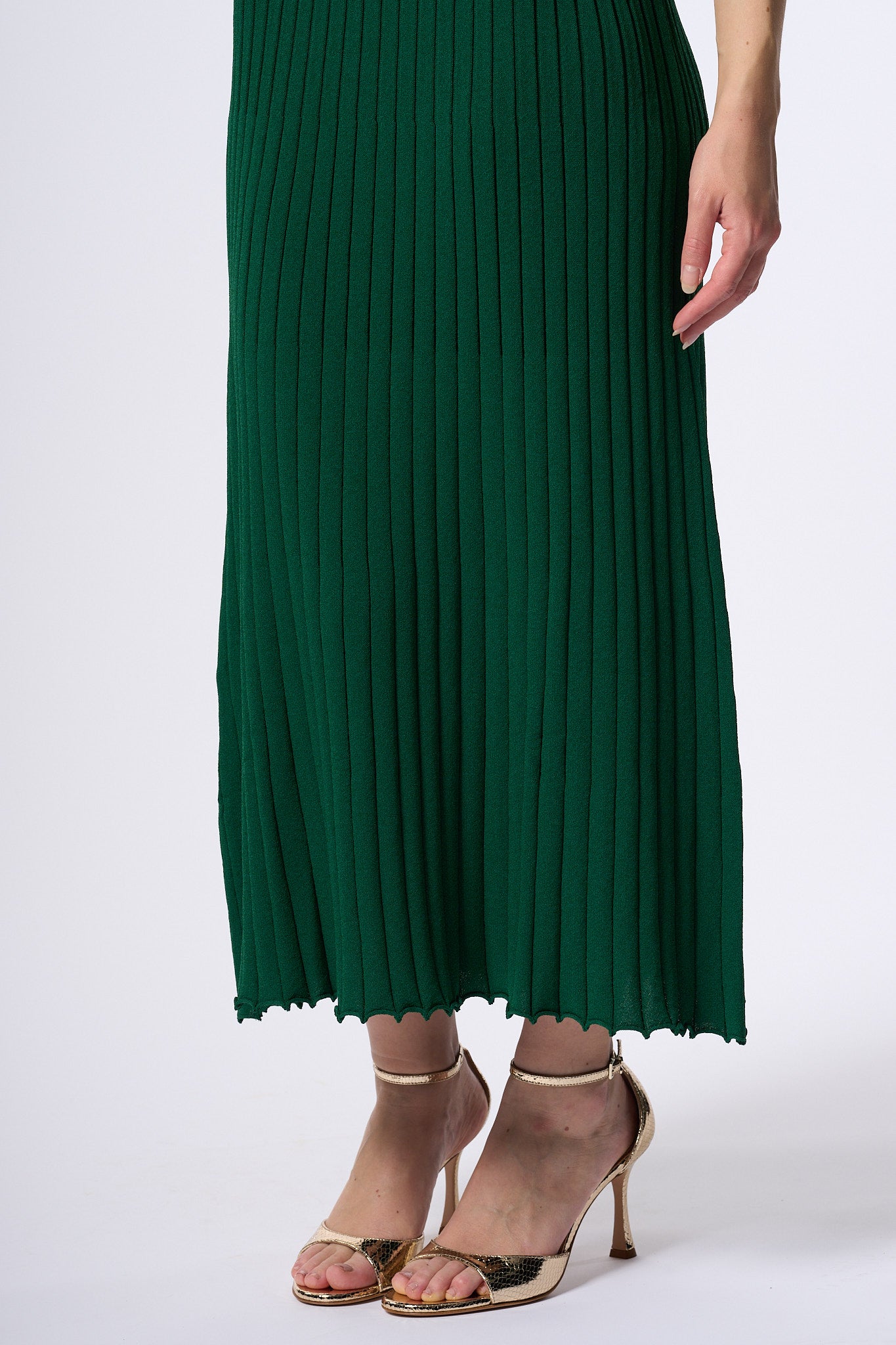 Max mara studio Abito Lungo Faretra In Maglia Verde Donna-8