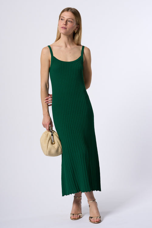 Max Mara Abito Lungo Faretra In Maglia Verde Donna