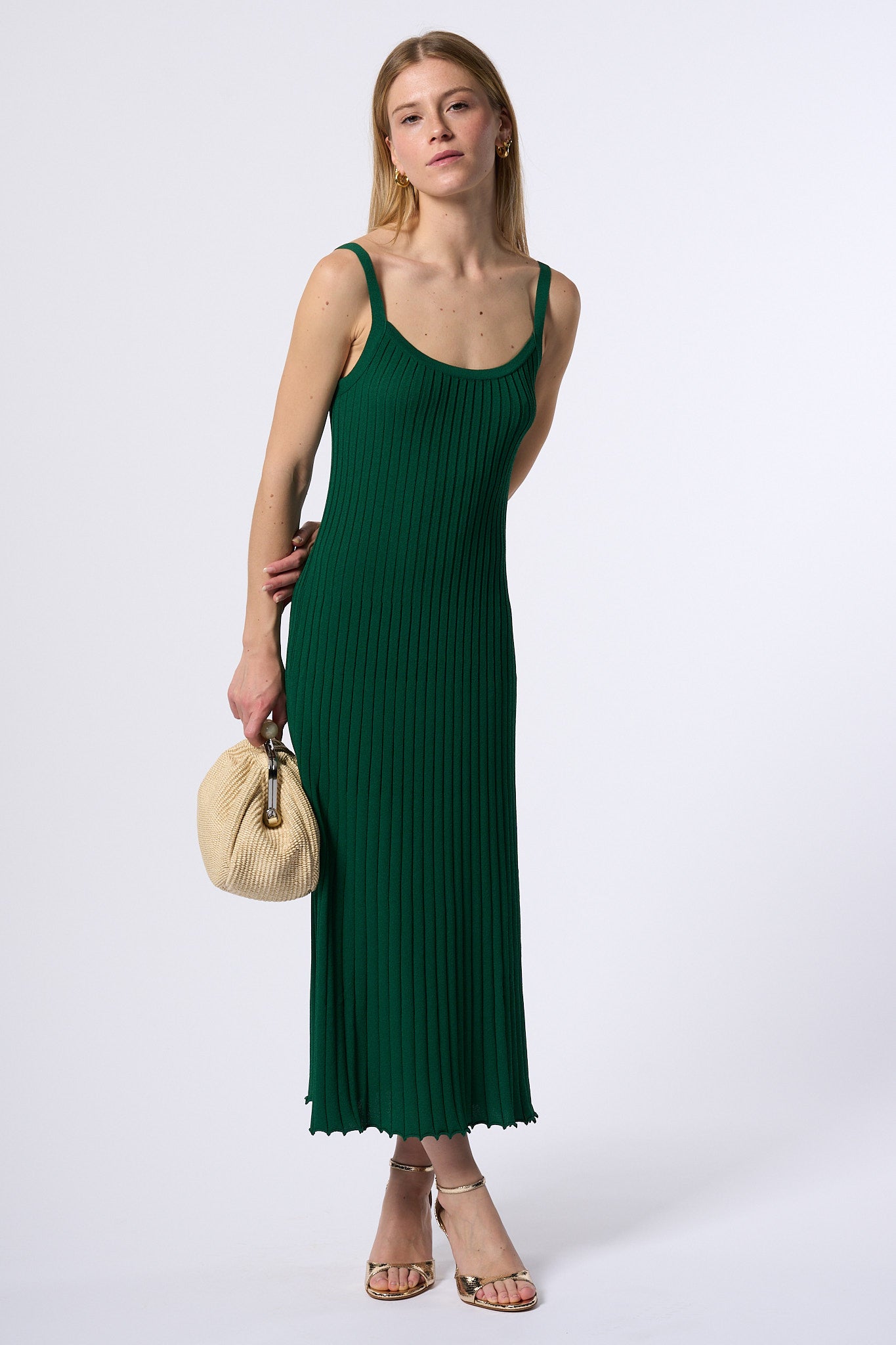 Max mara studio Abito Lungo Faretra In Maglia Verde Donna-3