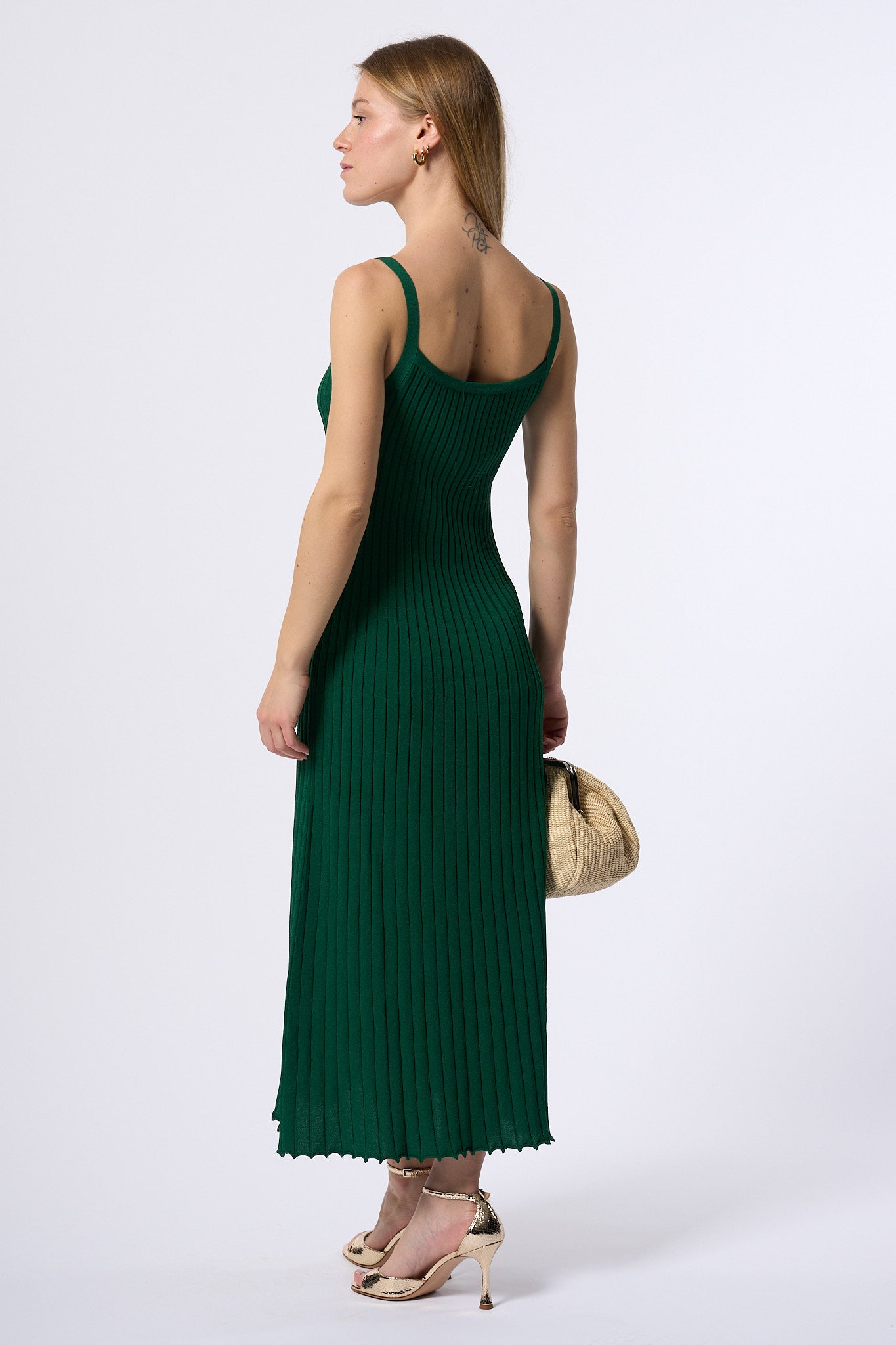 Max mara studio Abito Lungo Faretra In Maglia Verde Donna-4
