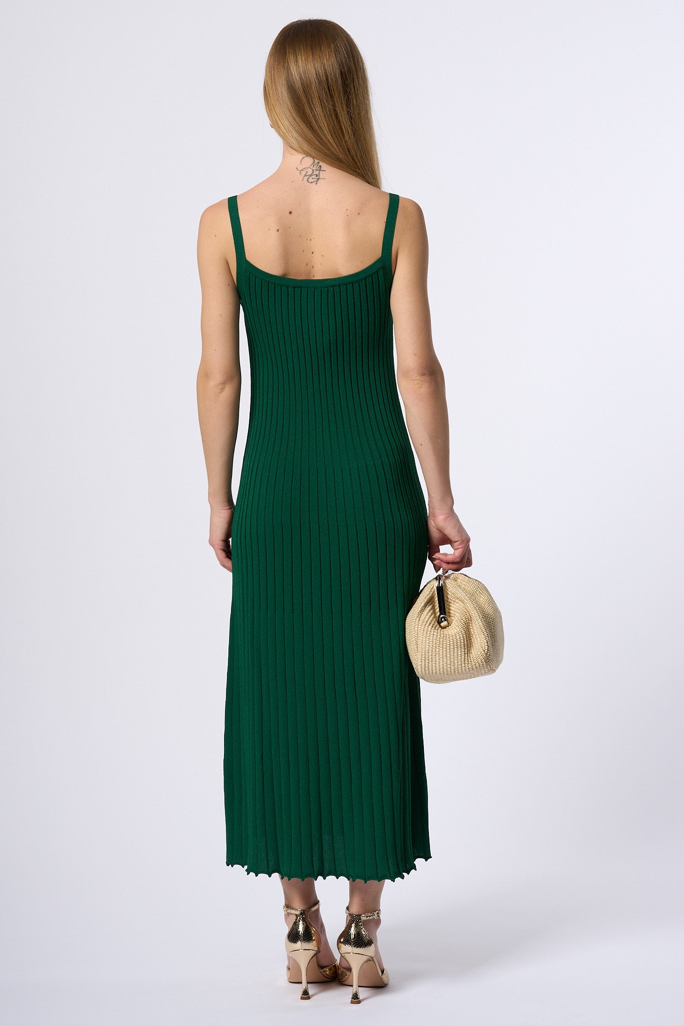 Max mara studio Abito Lungo Faretra In Maglia Verde Donna-5
