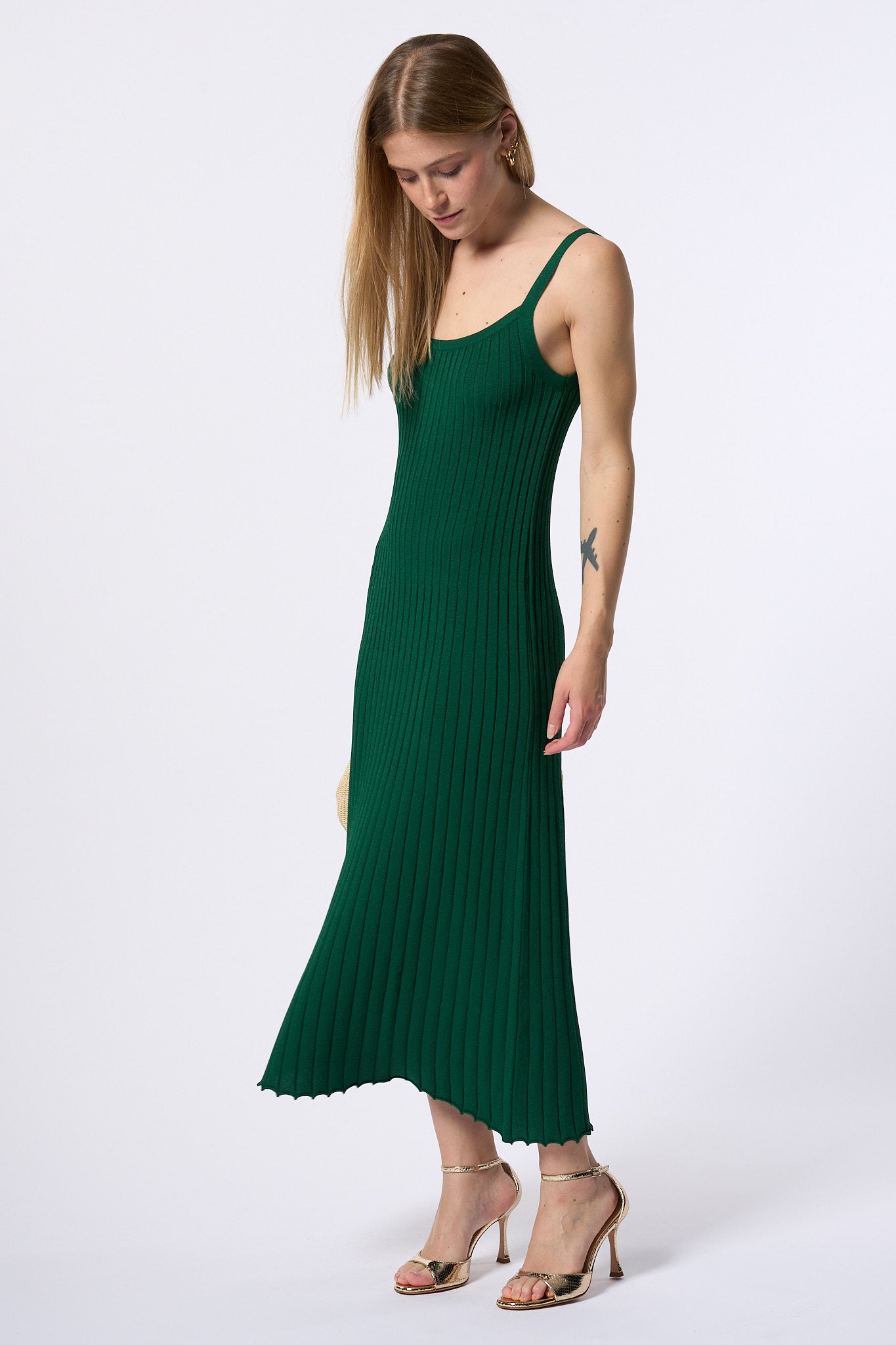 Max mara studio Abito Lungo Faretra In Maglia Verde Donna-6
