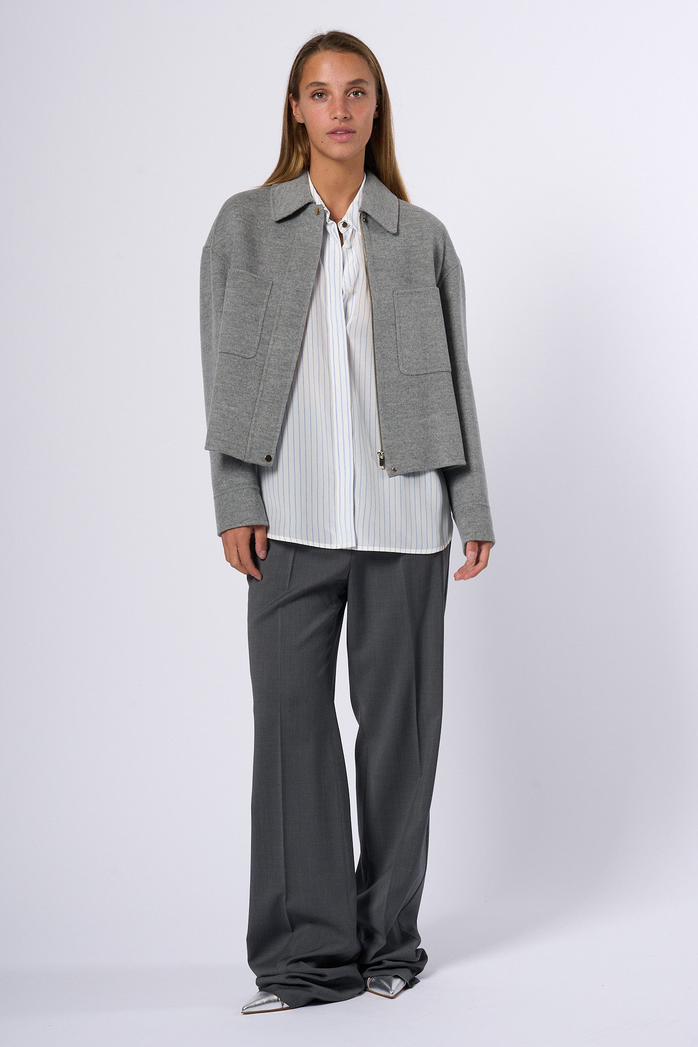 Max Mara Caban Madison Lana Corto Grigio Donna-7