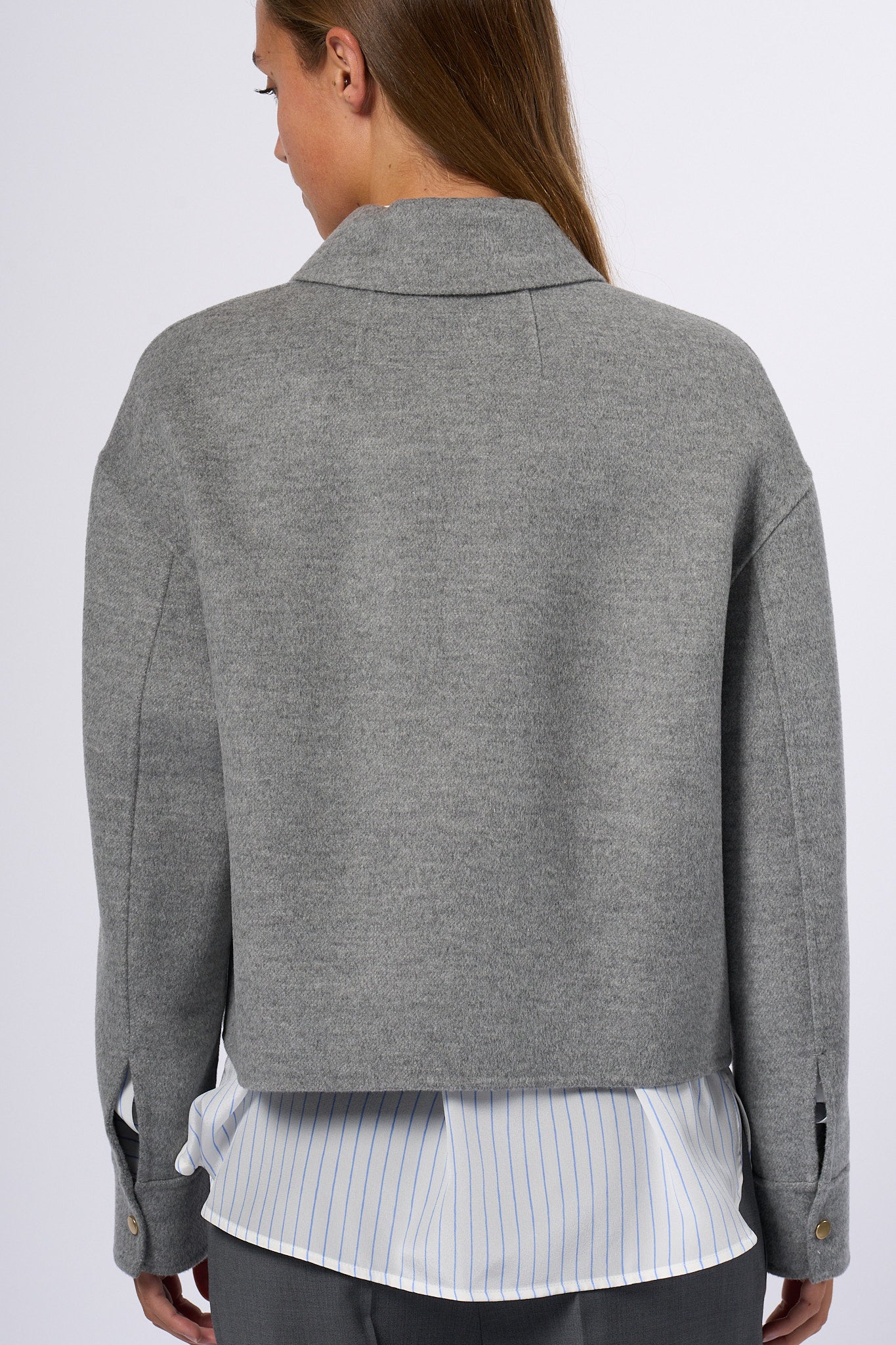 Max Mara Caban Madison Lana Corto Grigio Donna-6
