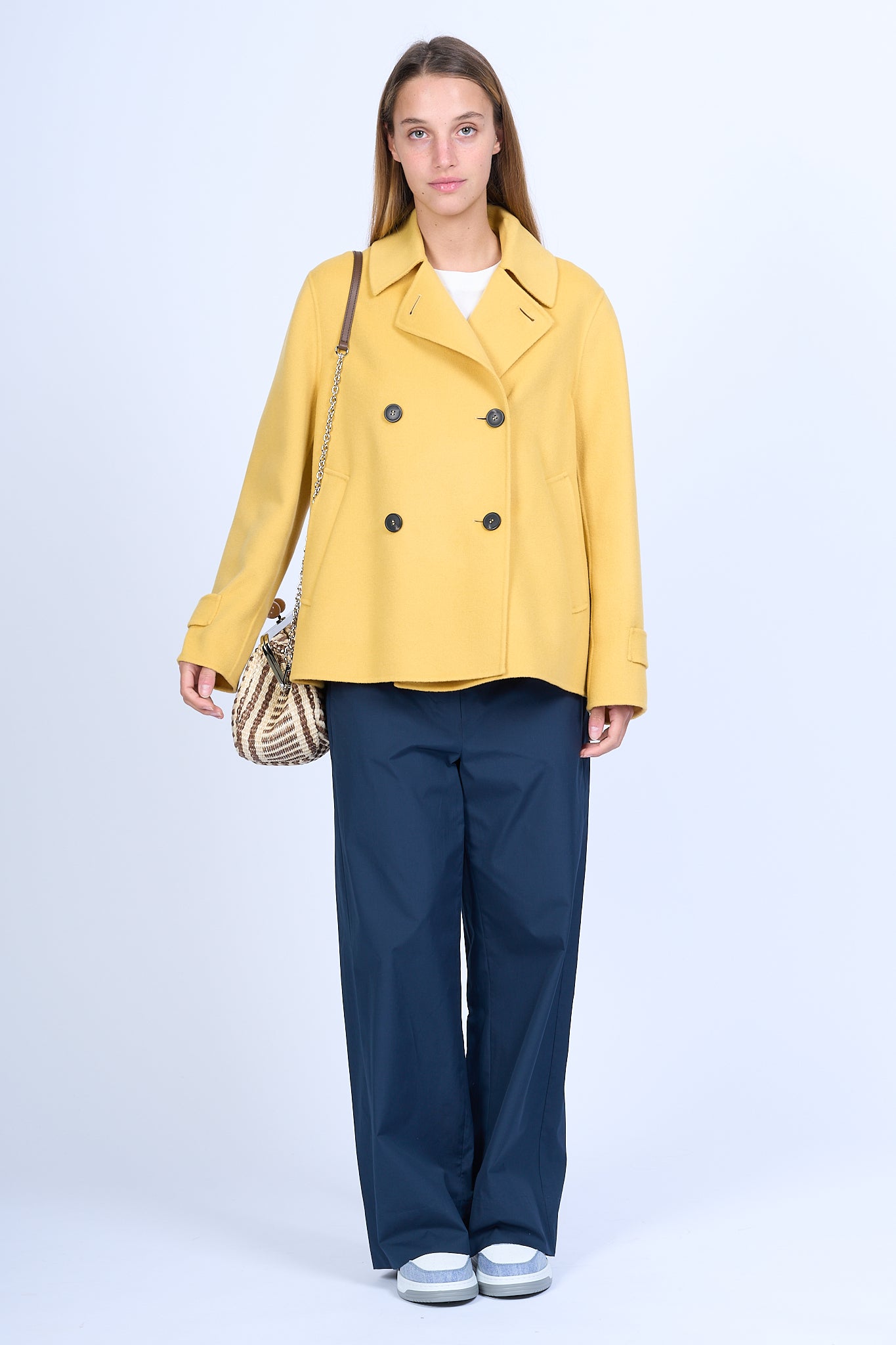 Max Mara Weekend Caban Usuale in Lana Giallo Donna-1