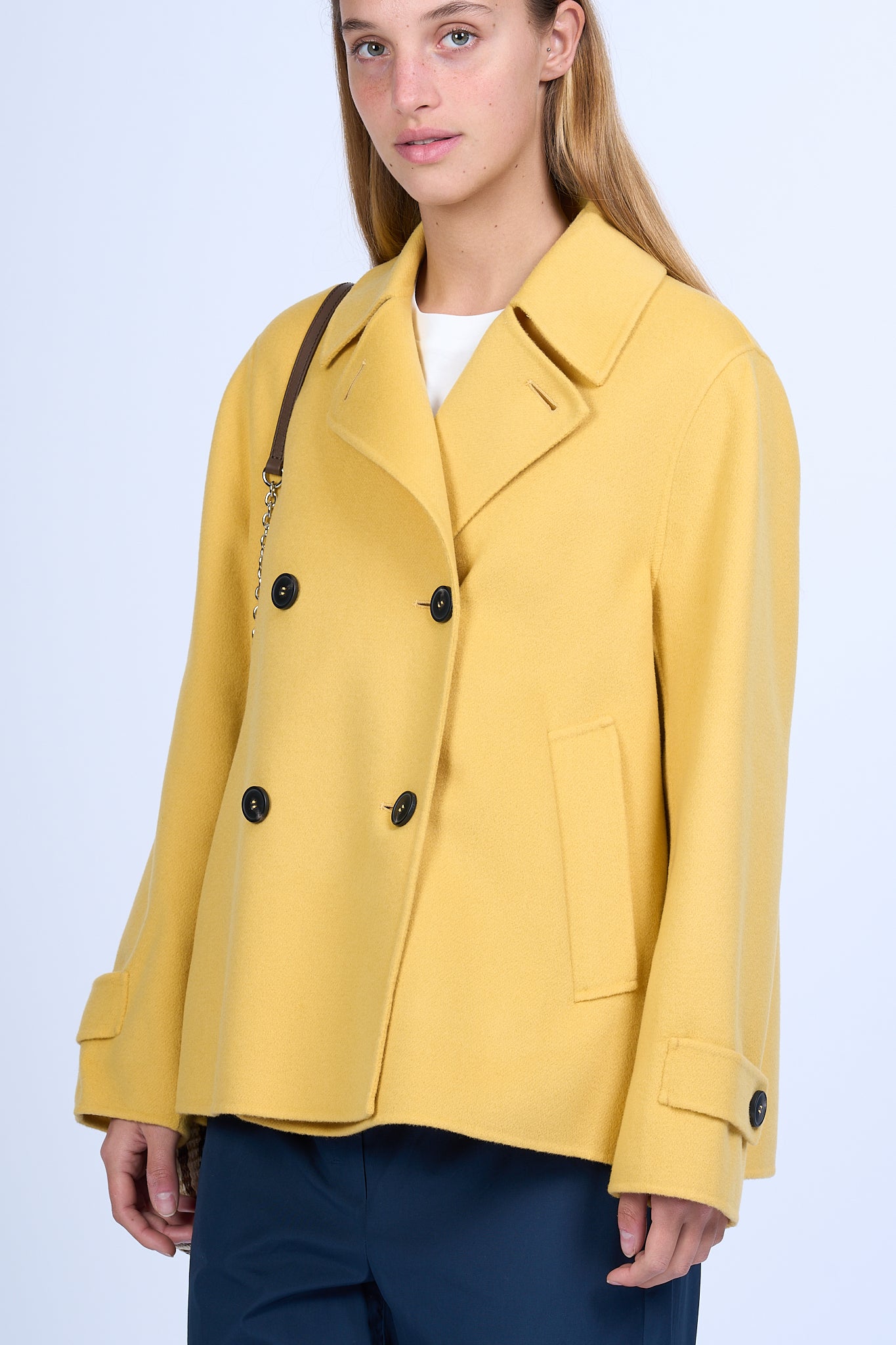 Max Mara Weekend Caban Usuale in Lana Giallo Donna-4