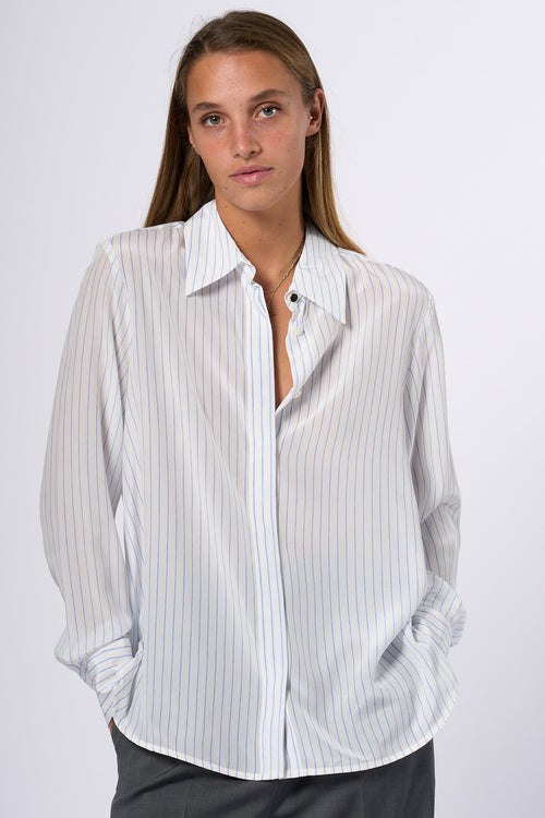 Max Mara Camicia Lama Righe Bianco/azzurro Donna