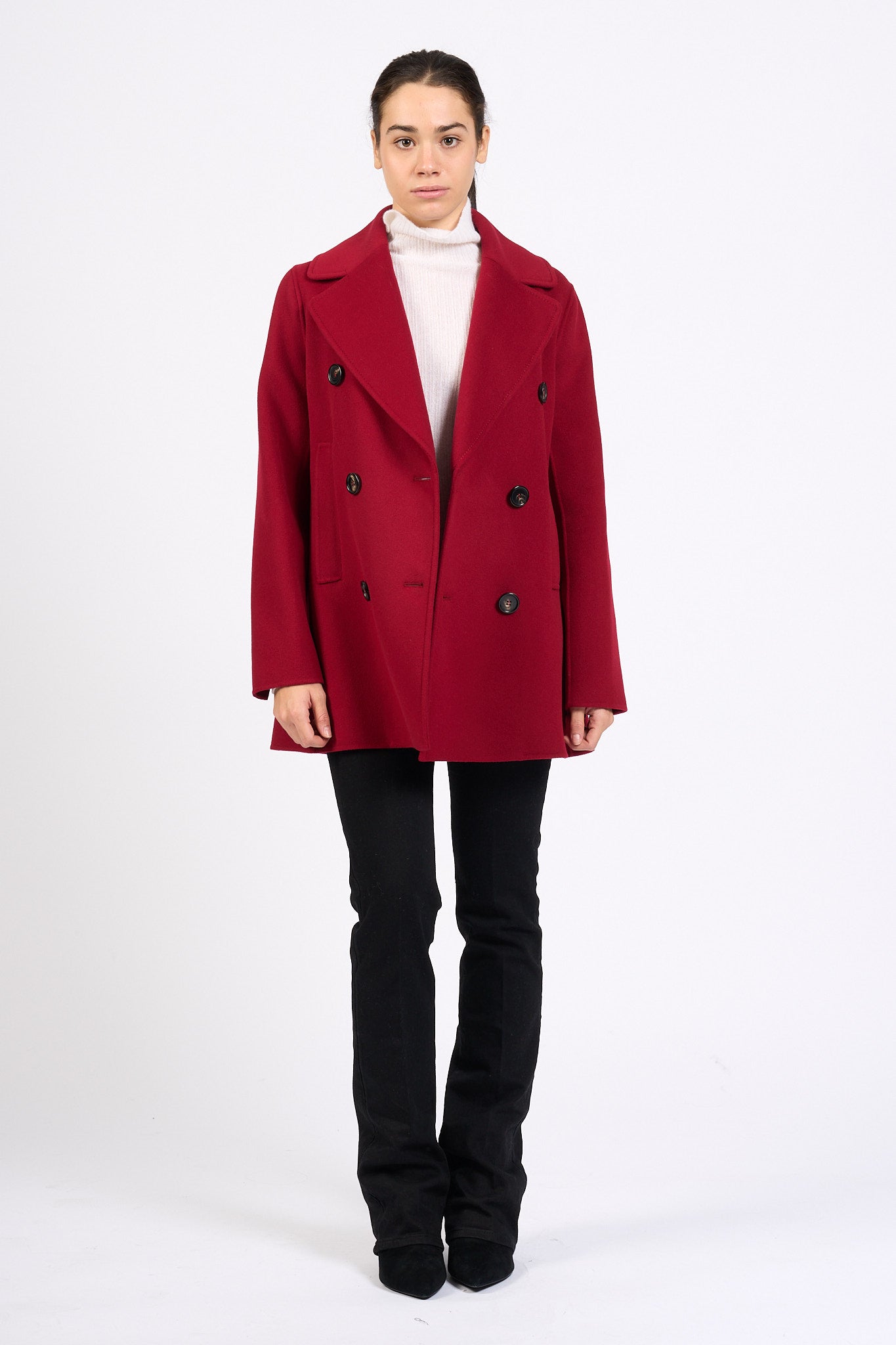 Max Mara Cappotto Caban Doppiopetto Rosso Donna-7