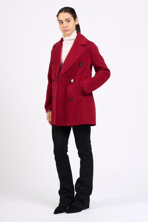 Max Mara Cappotto Caban Doppiopetto Rosso Donna-2