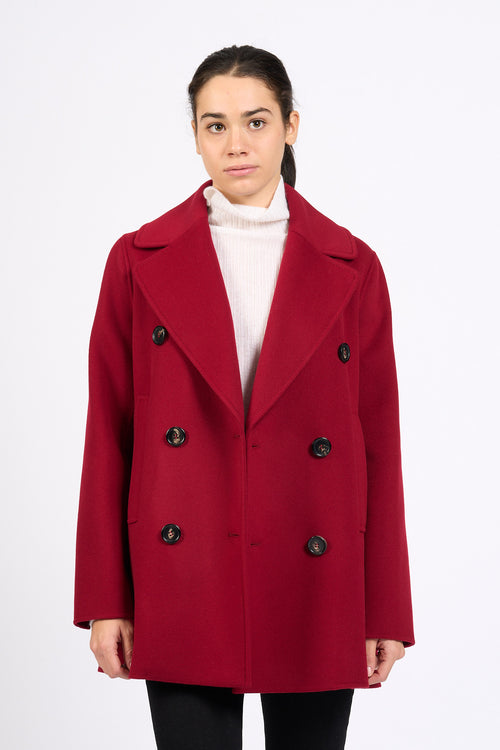 Max Mara Cappotto Caban Doppiopetto Rosso Donna