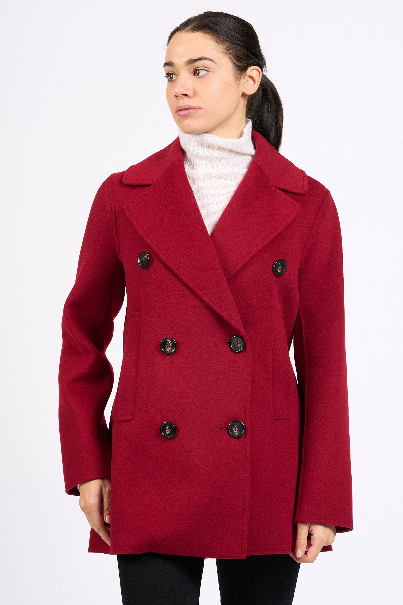 Max Mara Cappotto Caban Doppiopetto Rosso Donna-3