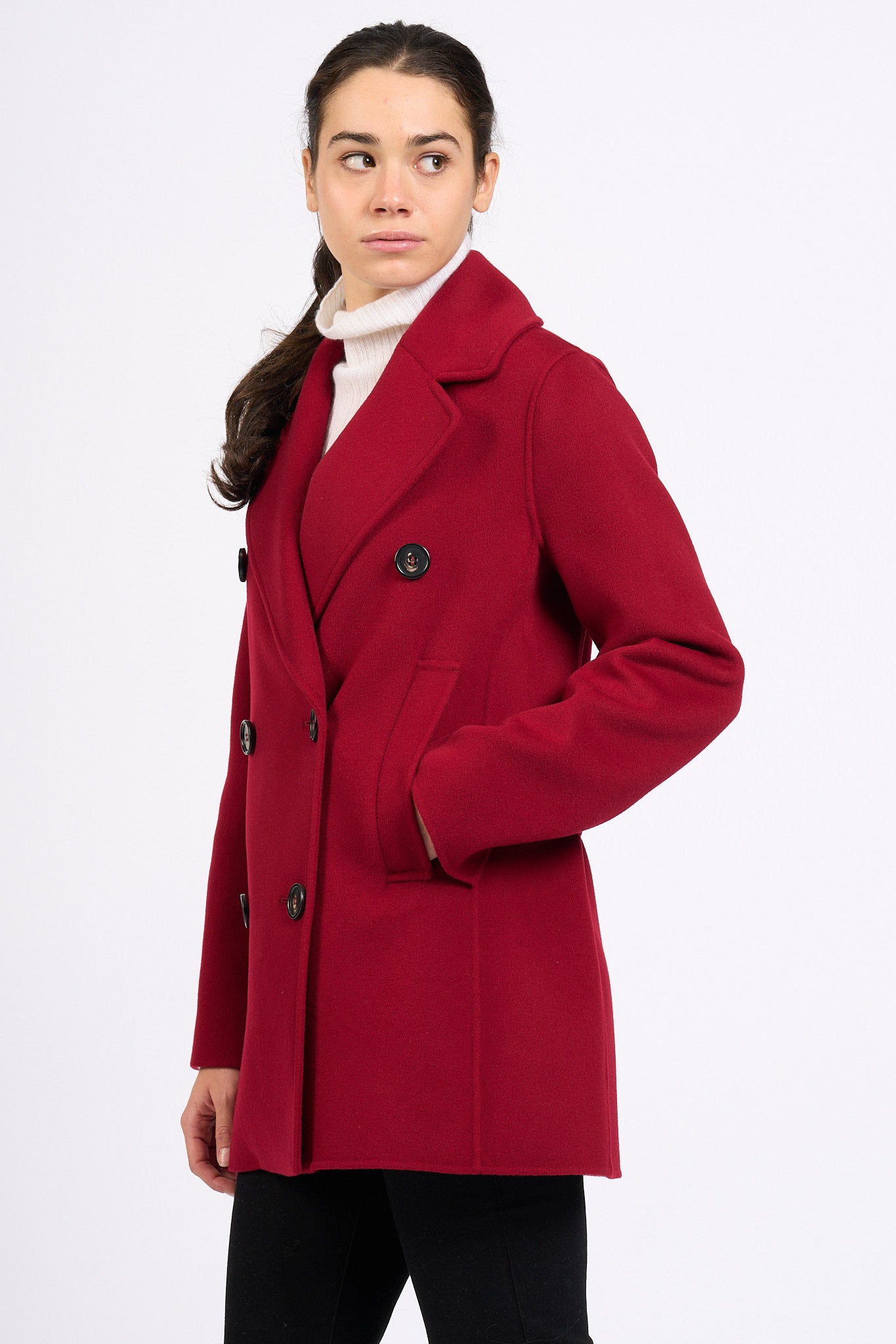 Max Mara Cappotto Caban Doppiopetto Rosso Donna-4