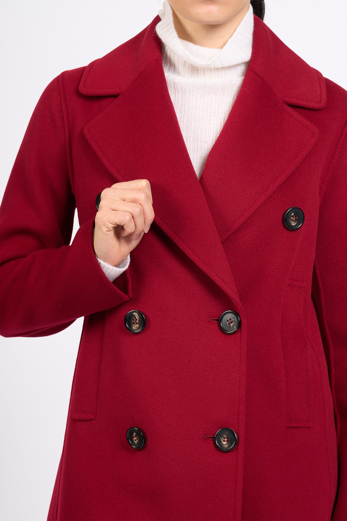 Max Mara Cappotto Caban Doppiopetto Rosso Donna-6
