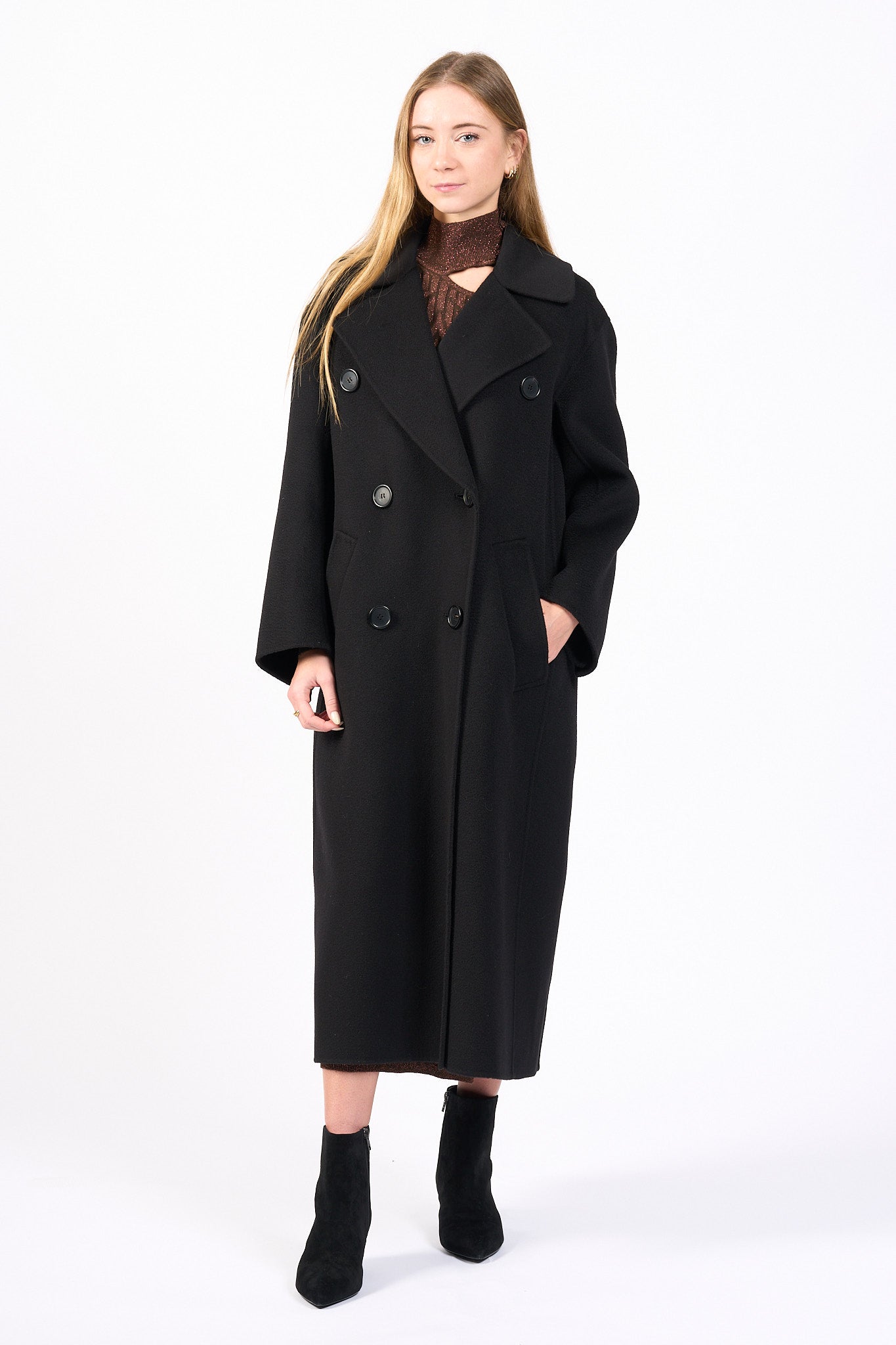 Max Mara Cappotto Dalila in Cashmere Nero Donna-2
