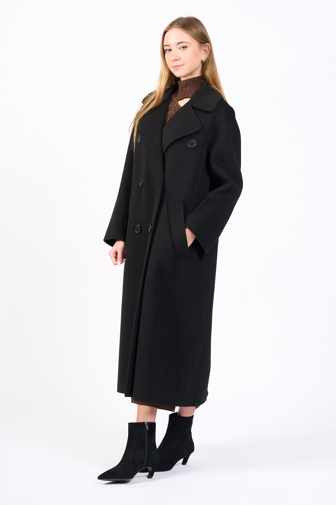 Max Mara Cappotto Dalila in Cashmere Nero Donna-4