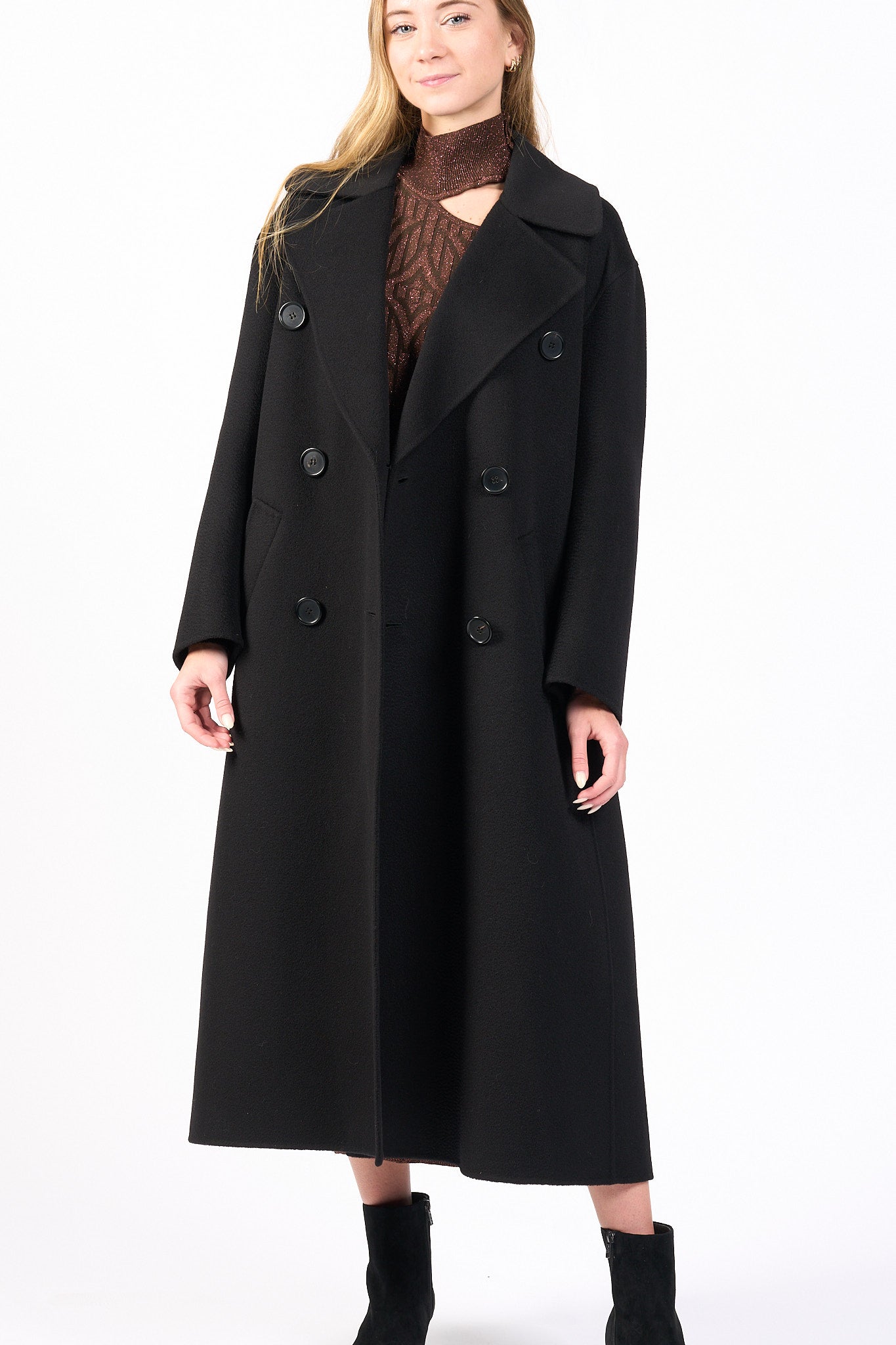 Max Mara Cappotto Dalila in Cashmere Nero Donna-3
