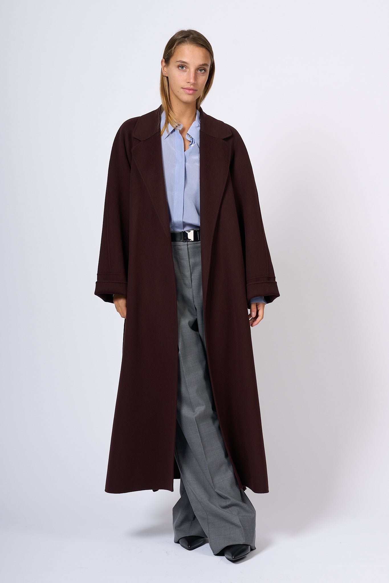 Max Mara Agata Bordeaux Long Coat Women-1