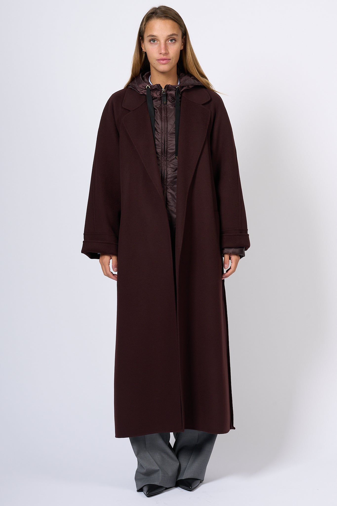 Max Mara Agata Bordeaux Long Coat Women-2