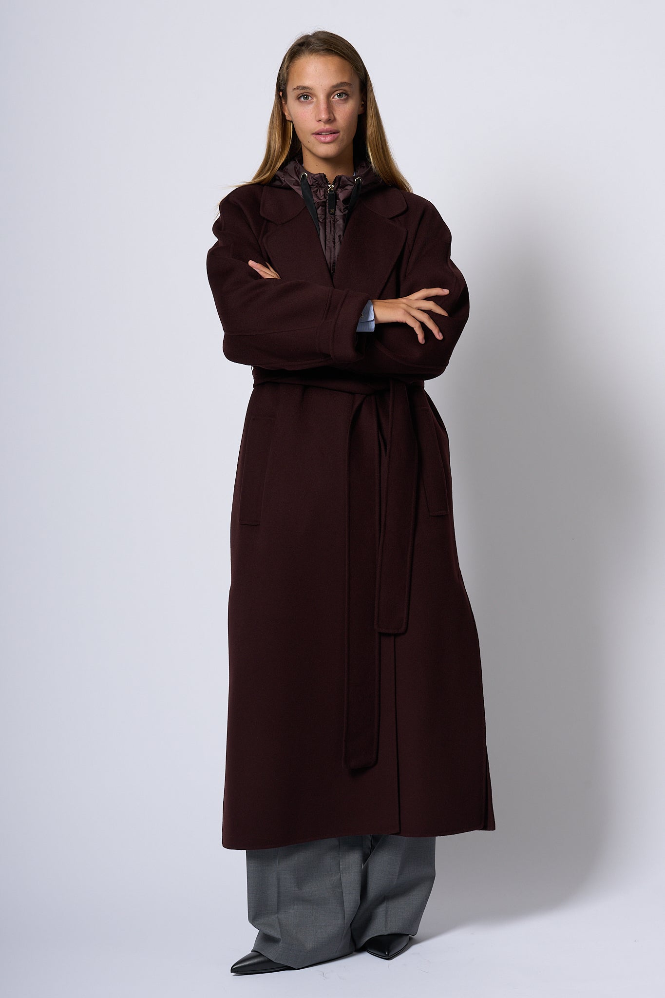 Max Mara Agata Bordeaux Long Coat Women-6