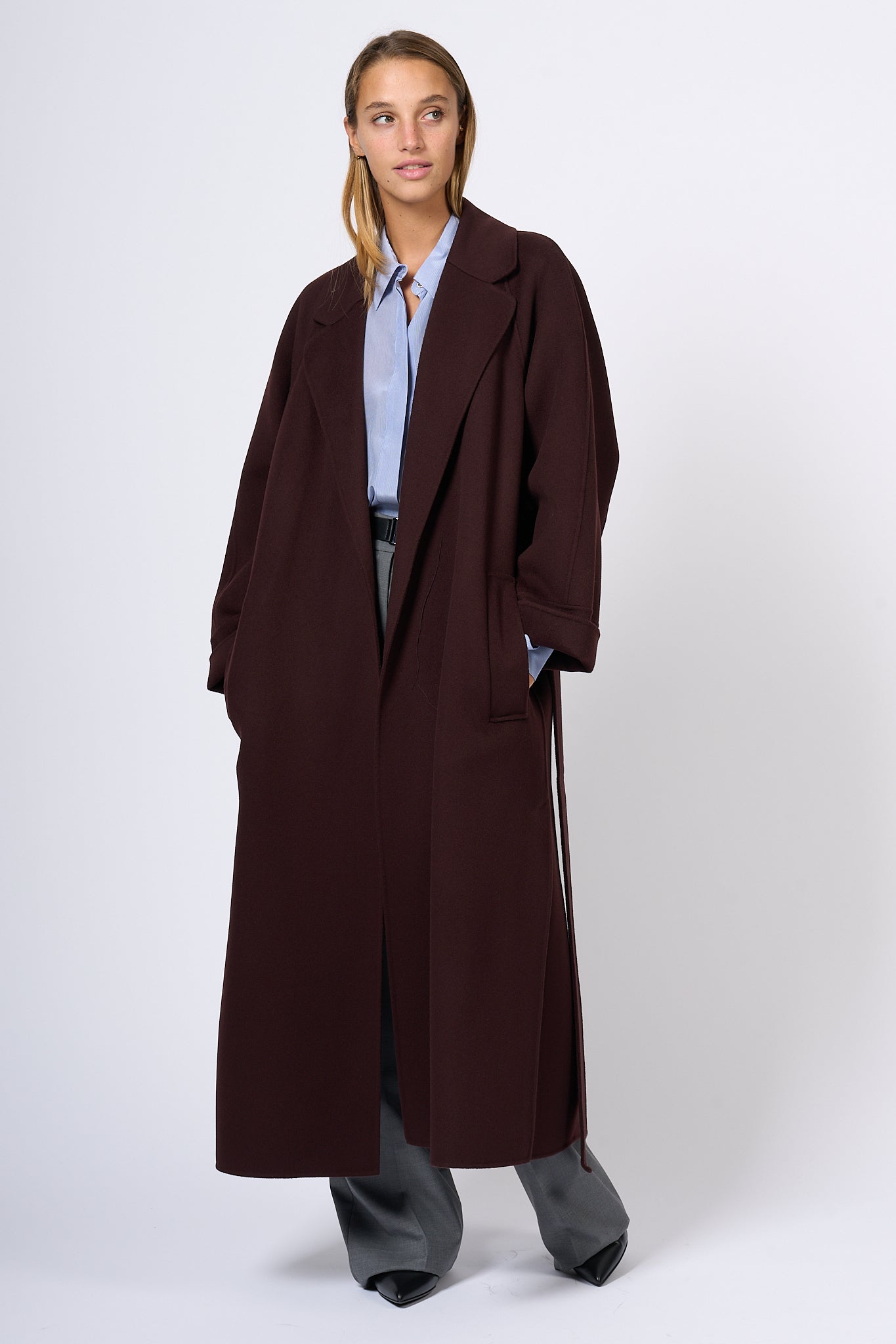 Max Mara Agata Bordeaux Long Coat Women-9