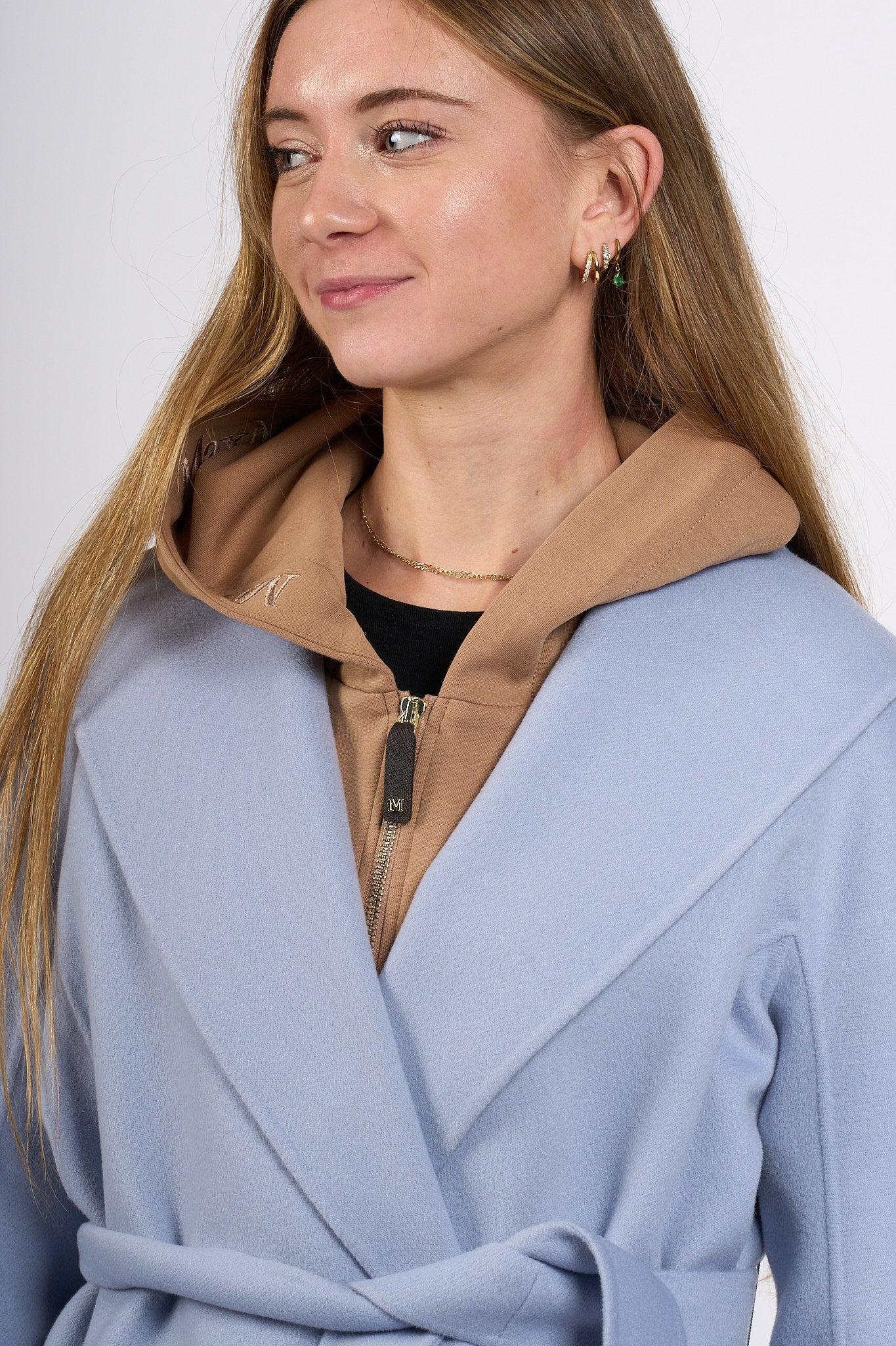 Max Mara Cappotto Messi Midi Azzurro Donna-3