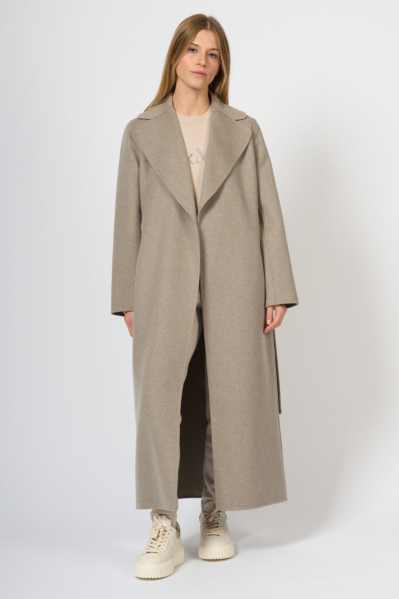 Max Mara Poldo Coat Long Ecru Women-1