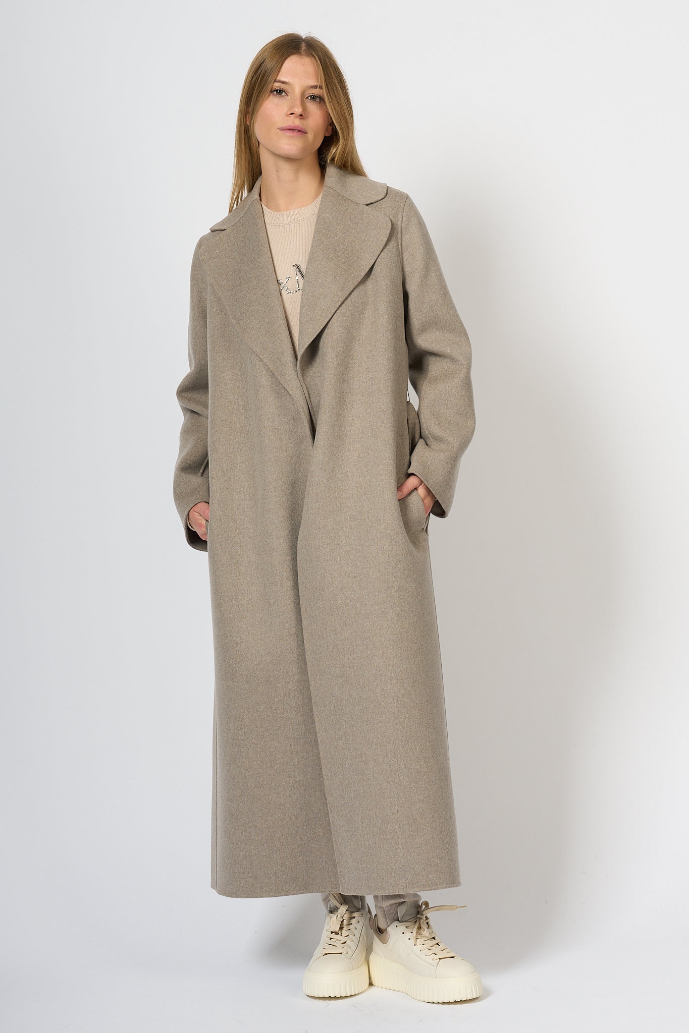 Max Mara Poldo Coat Long Ecru Women-3