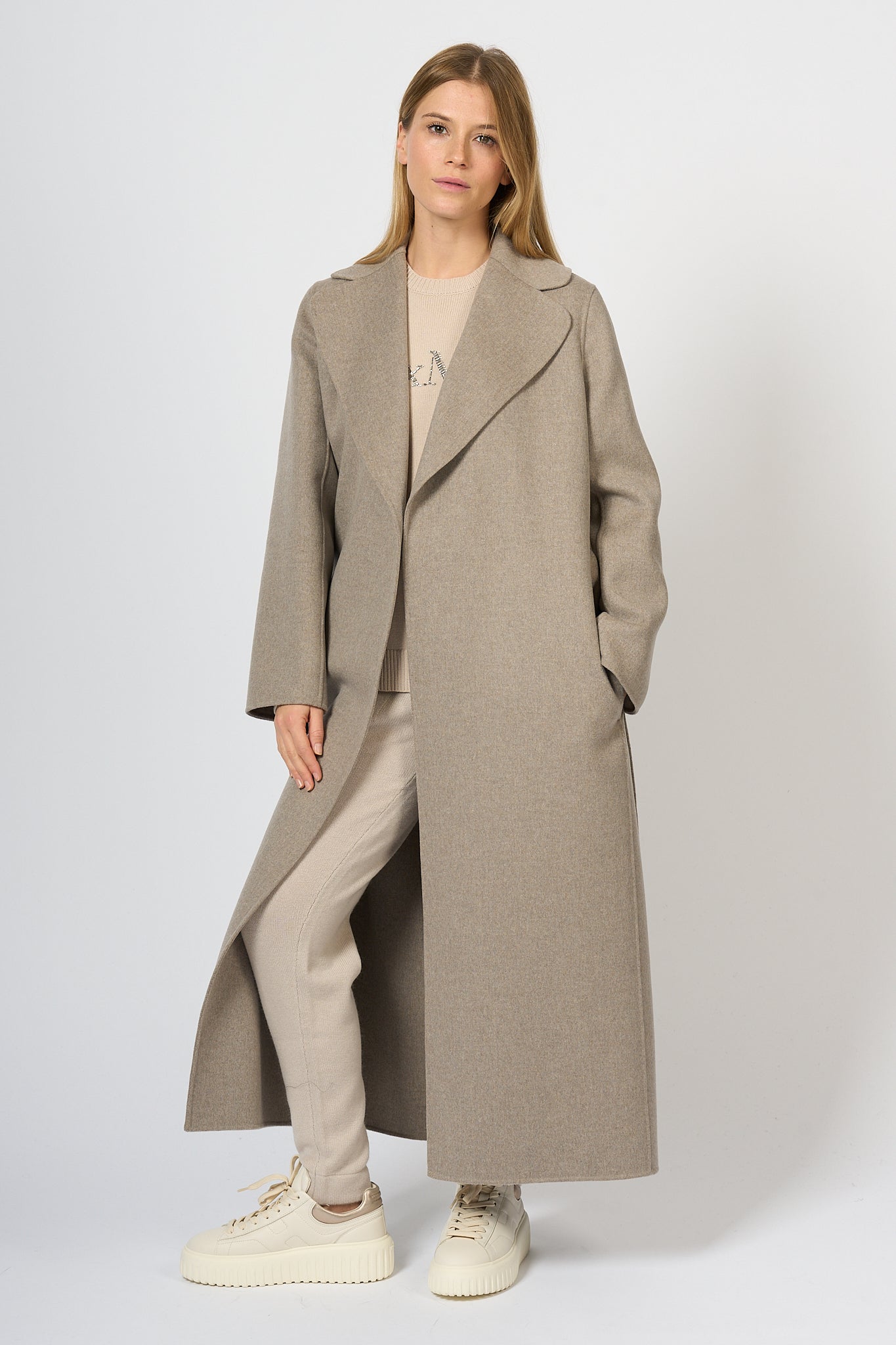 Max Mara Poldo Coat Long Ecru Women-4