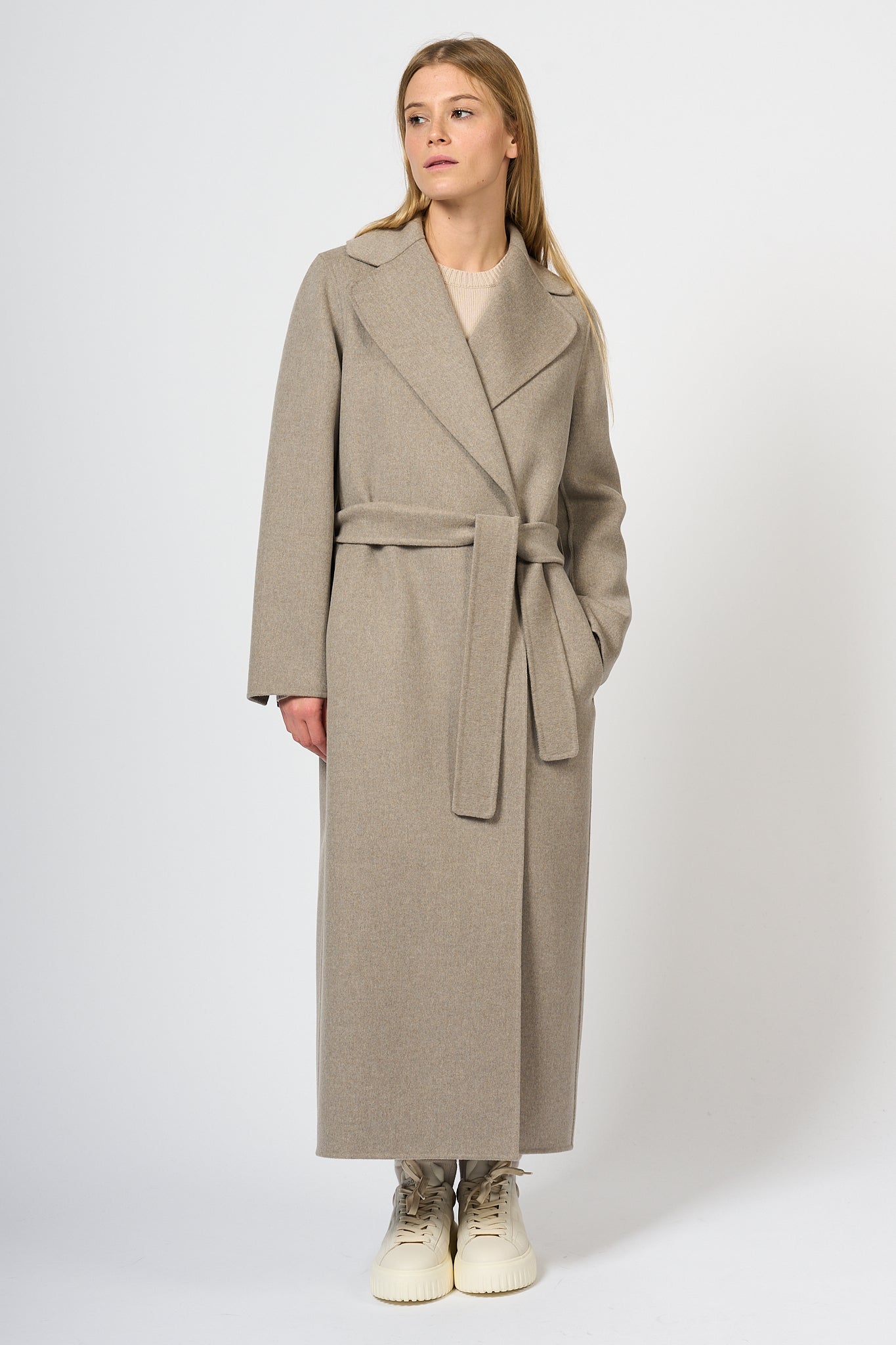 Max Mara Poldo Coat Long Ecru Women-7