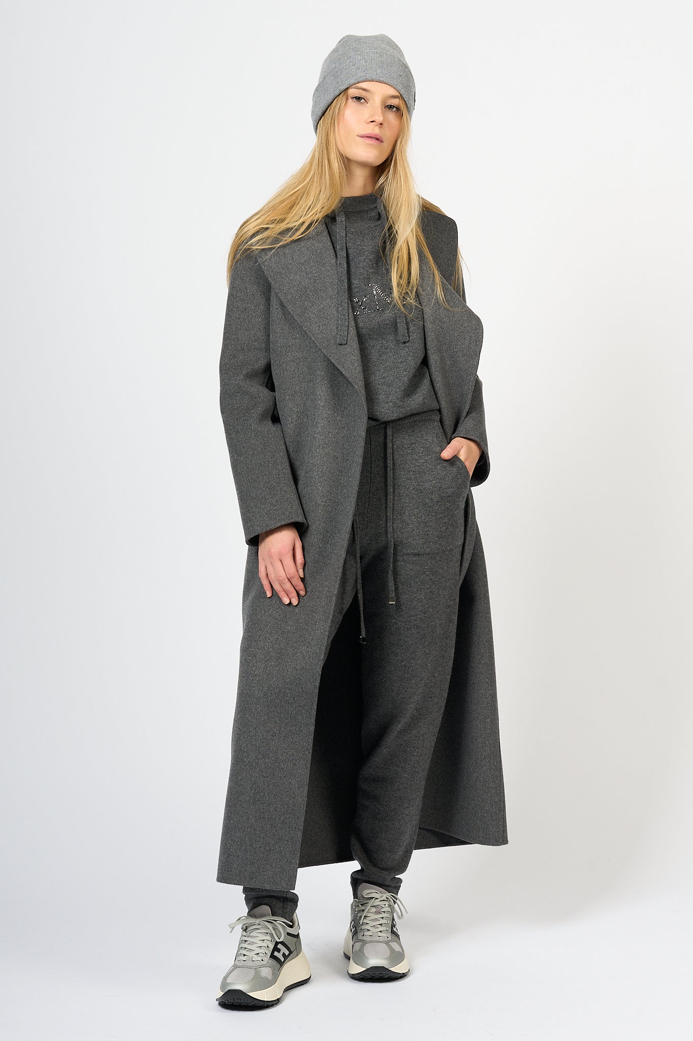 Max Mara Poldo Coat Long Grey Women-1