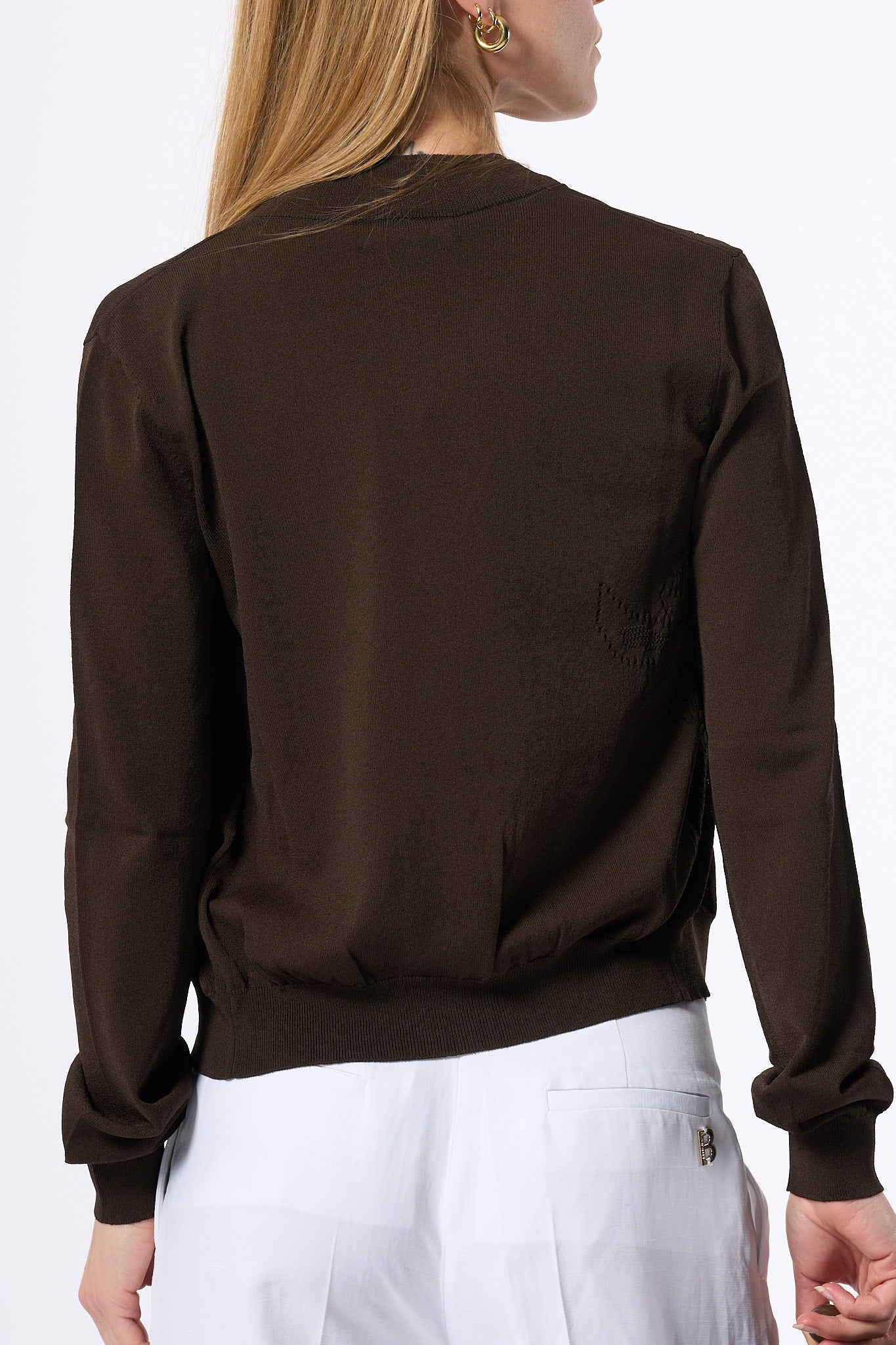 Max Mara Cardigan Oliveto In Maglia Caffe' Donna-6