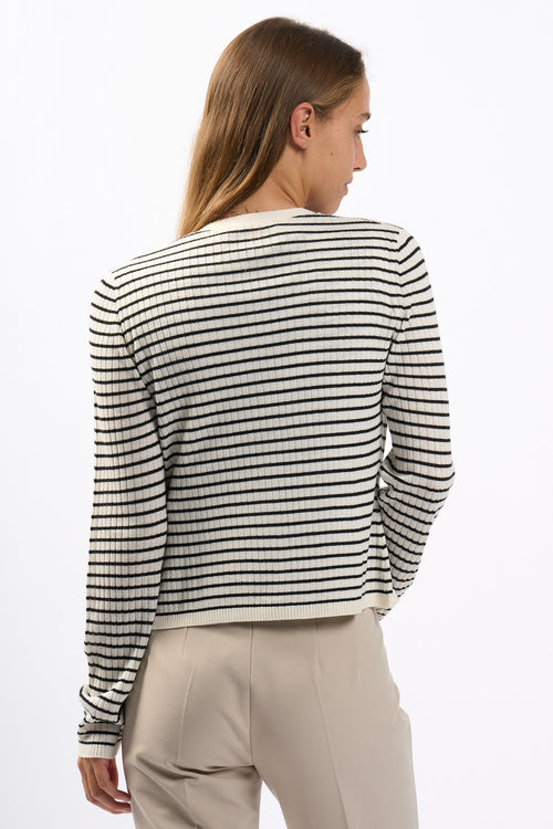 Max Mara Cardigan Trieste Lana e Seta Bianco/Nero Donna-2