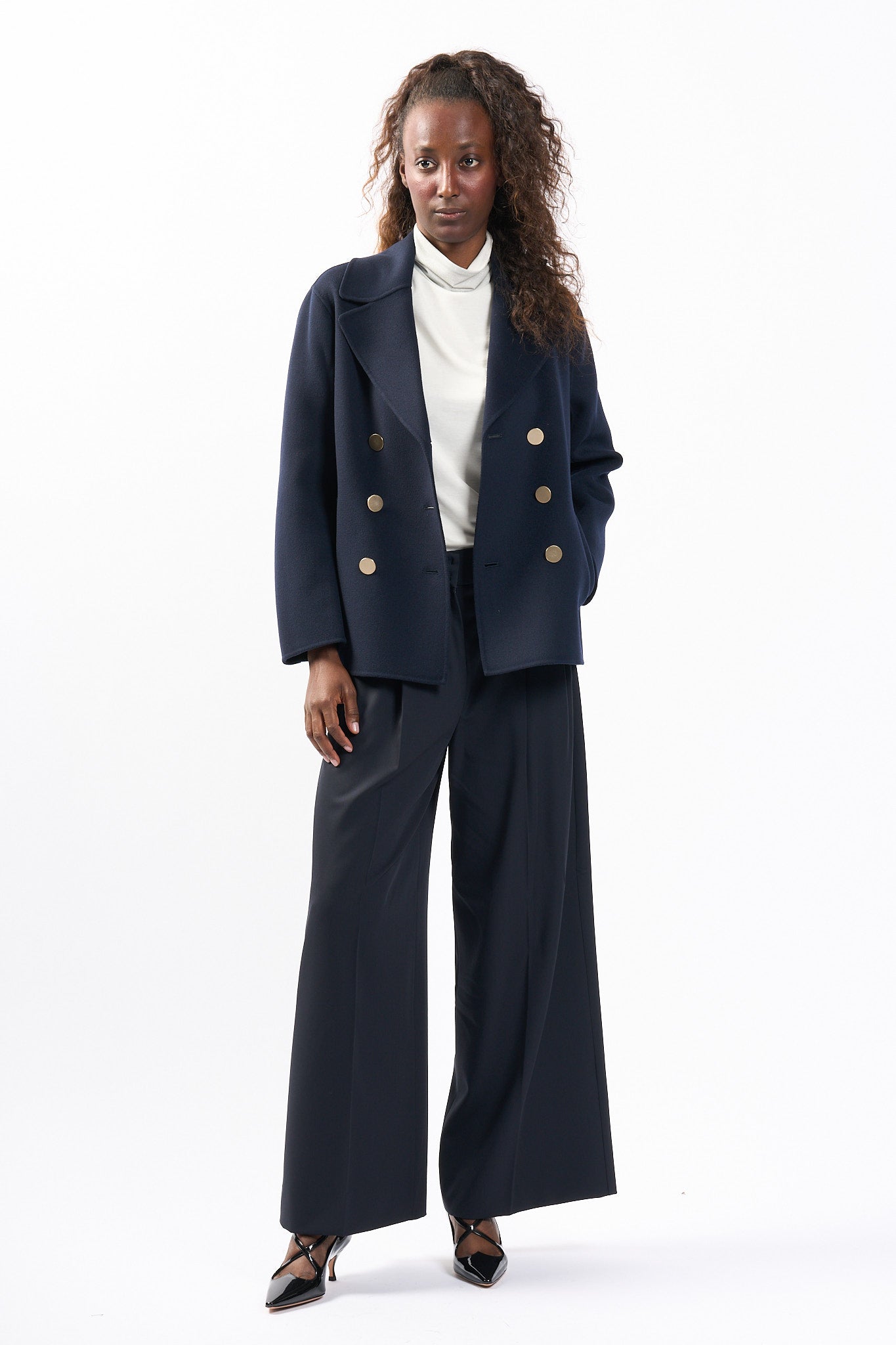 Max Mara Giacca Margot in Lana Blu Donna-3
