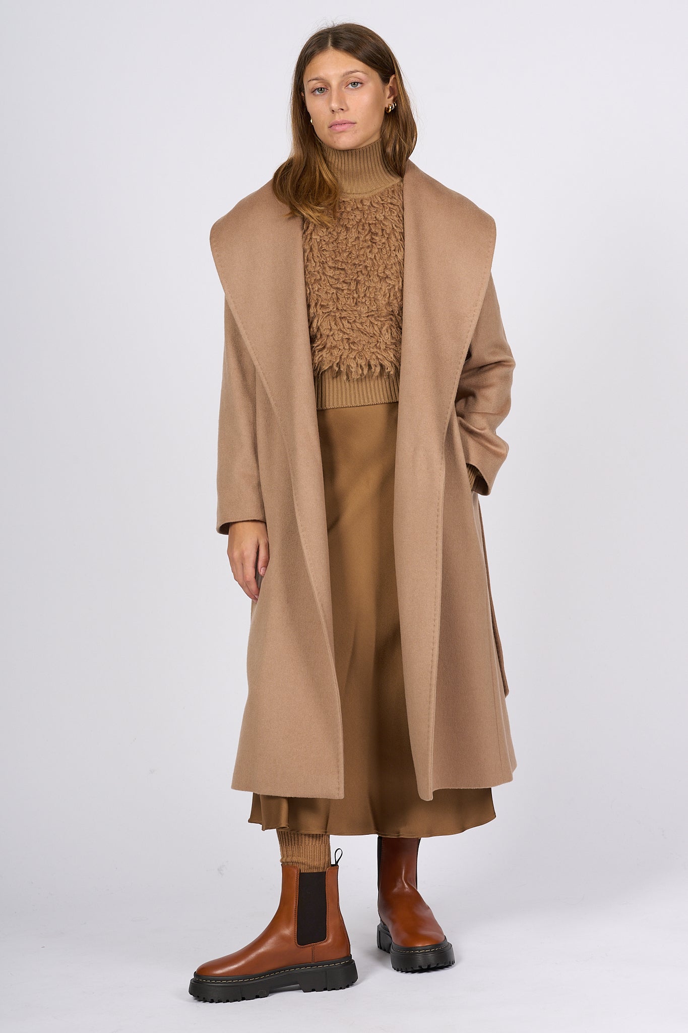 Max Mara Gonna Zurlo in Satin Cammello Donna-7