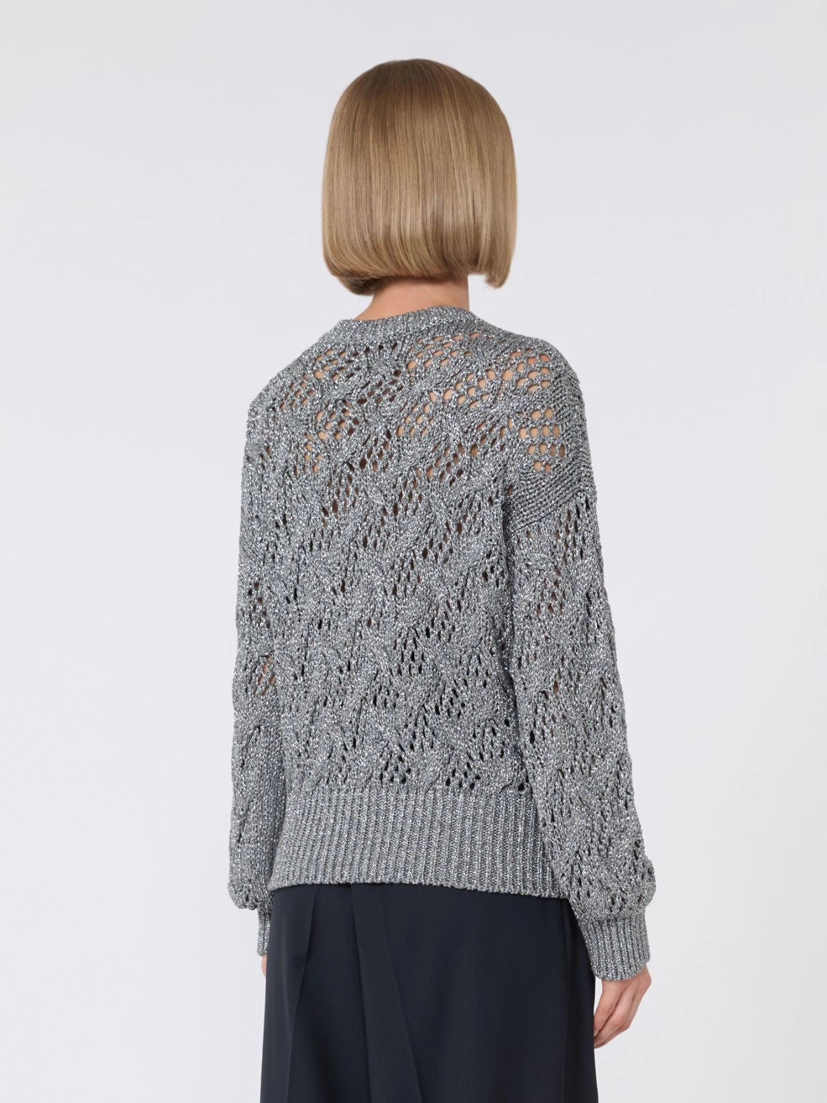 Max Mara Maglia ELLADE Lurex Grigio Donna-4