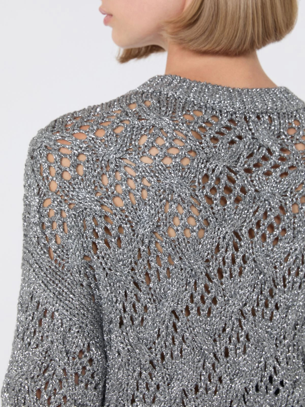 Max Mara Maglia ELLADE Lurex Grigio Donna-5