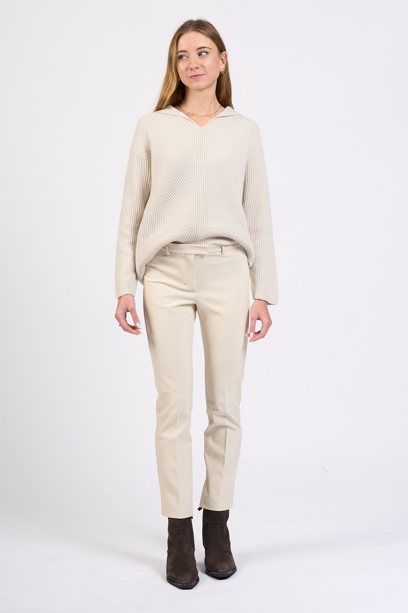 Max Mara Maglia Falcone con Cappuccio Bianco Donna-7