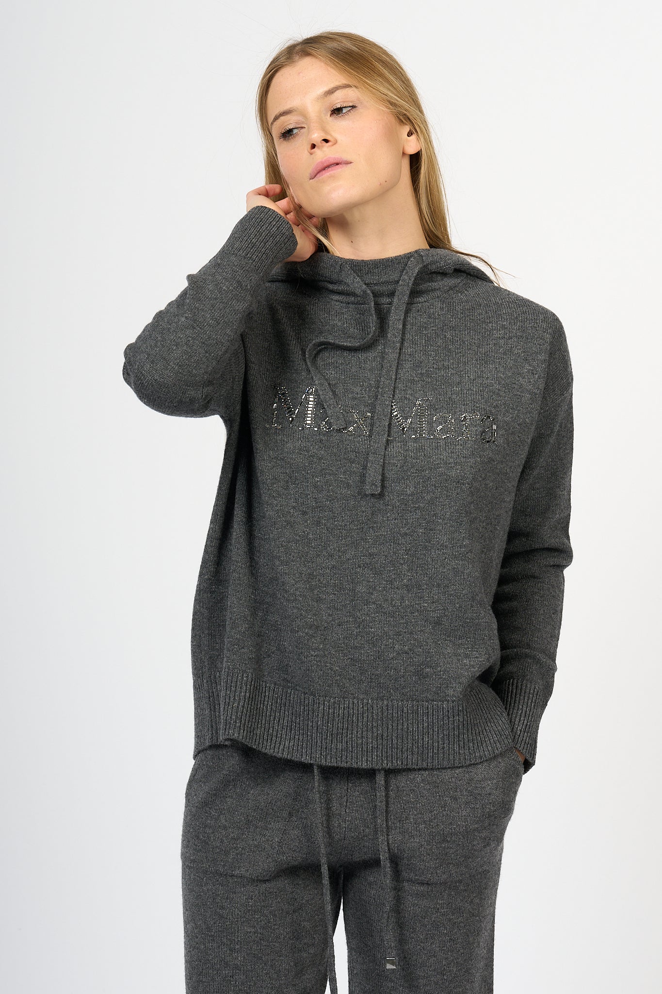 Max Mara Gorizia Sweater with Hood Grey Women-1