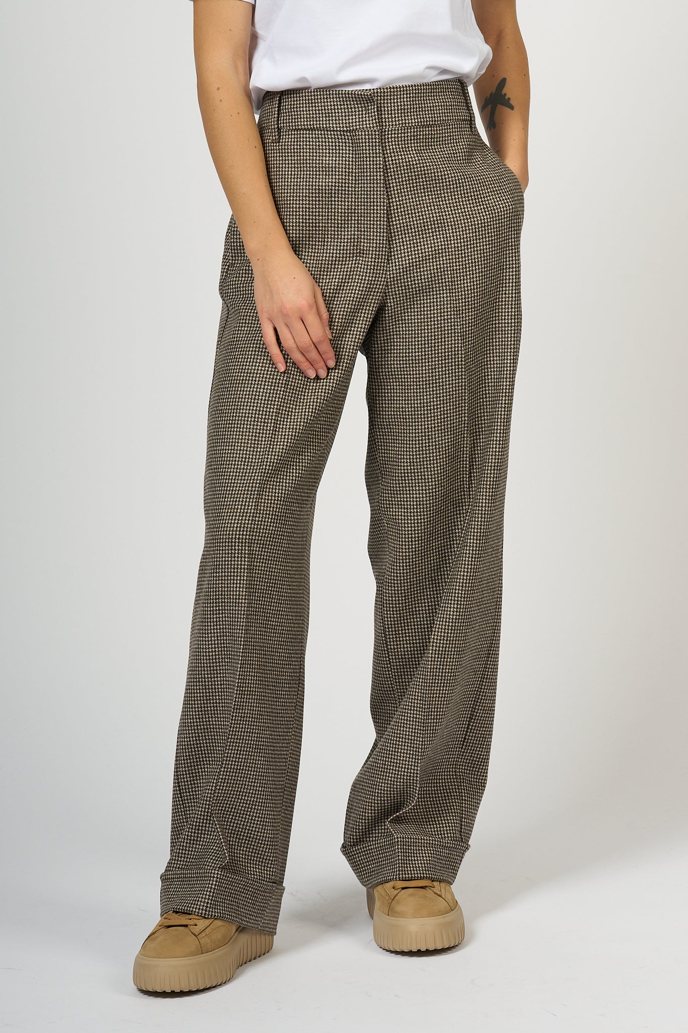 Max Mara Lilly Palazzo Trousers Pied De Poule Women-1