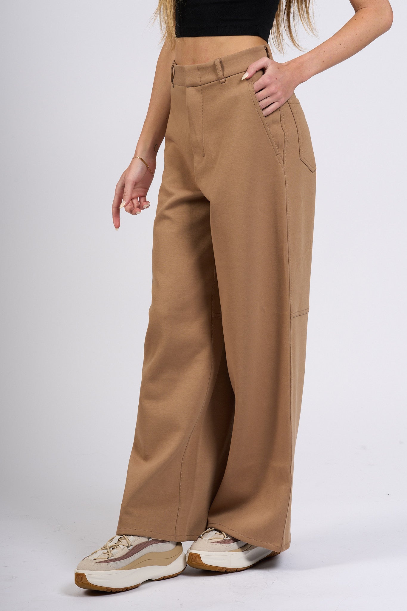 Max Mara Pantalone Merlot In Jersey Cammello Donna-3