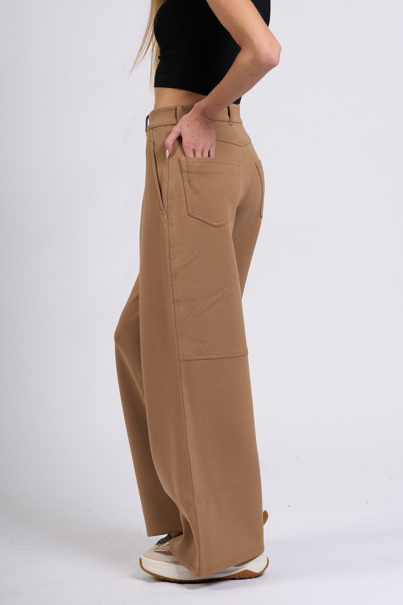 Max Mara Pantalone Merlot In Jersey Cammello Donna-1