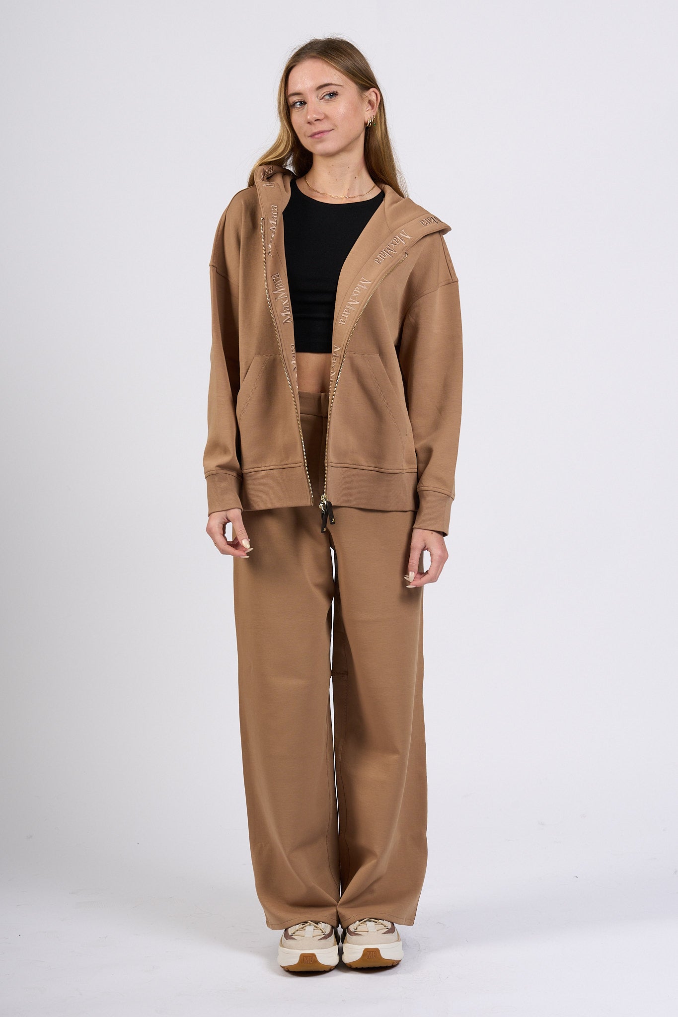 Max Mara Pantalone Merlot In Jersey Cammello Donna-6